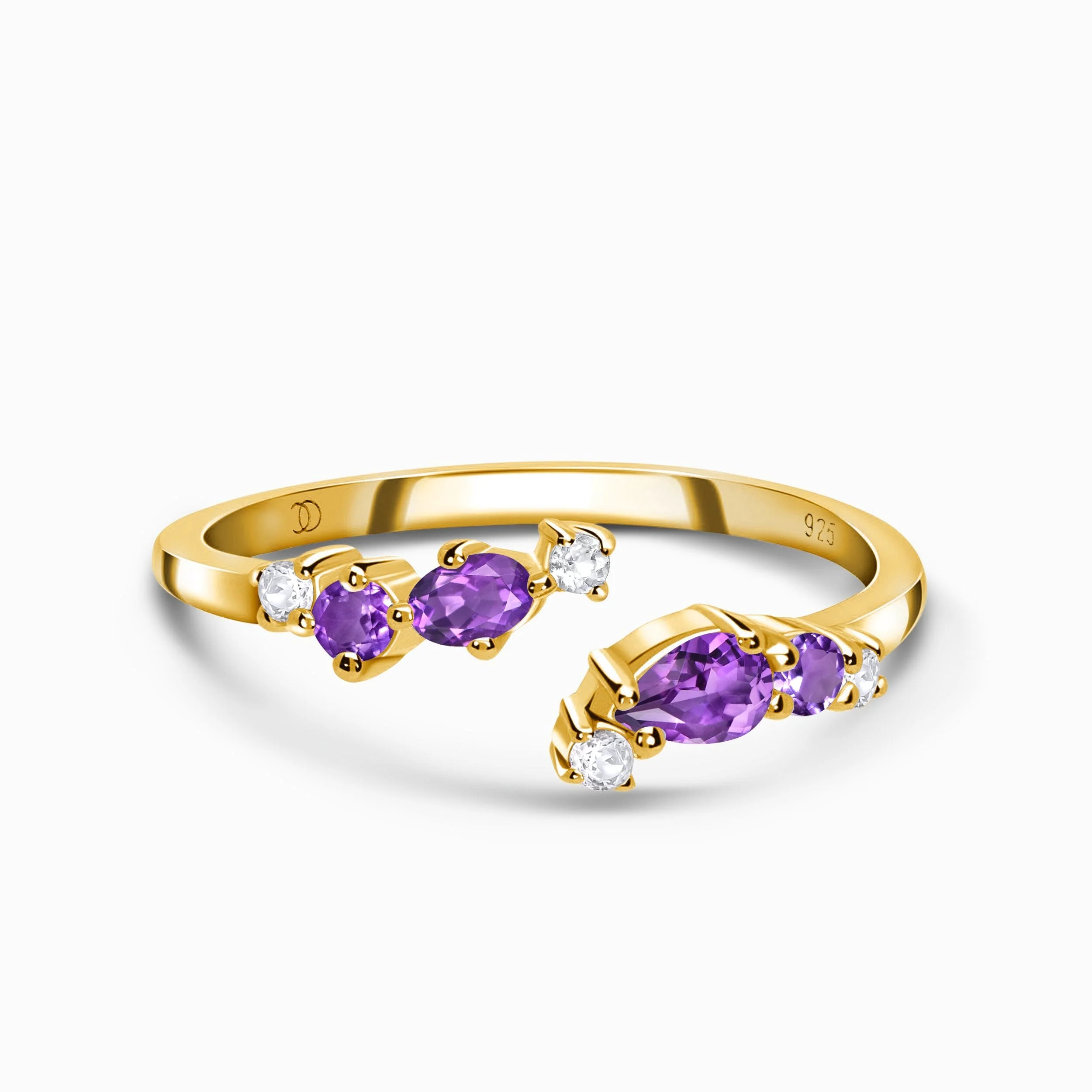 Adjustable Amethyst Ring Flourish - February Birthstone - Image 7