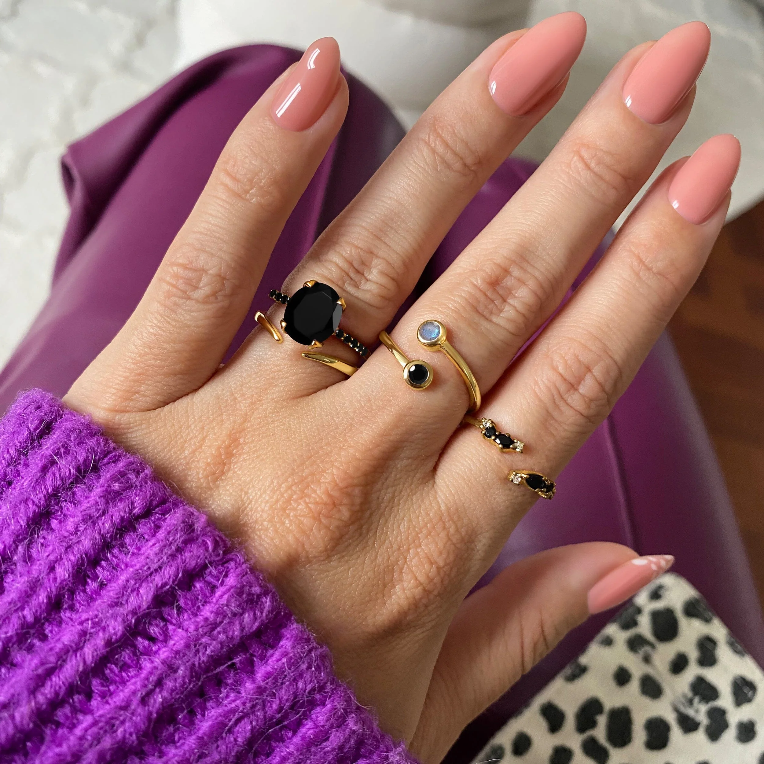 Adjustable Black Obsidian Labradorite Ring - Evolve - Image 13