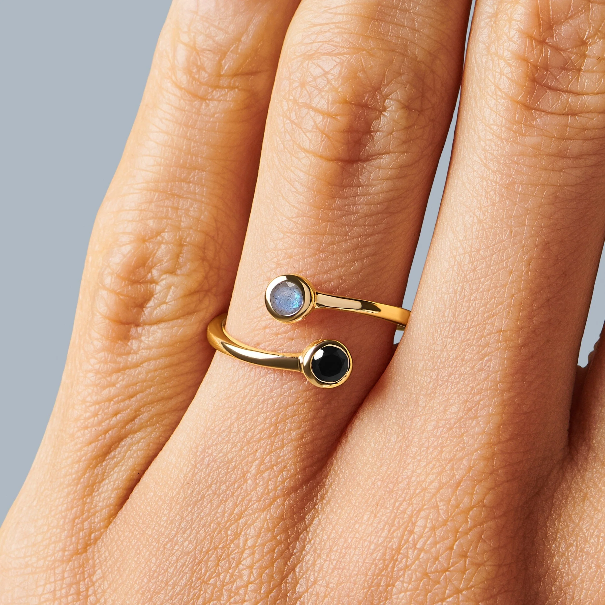 Adjustable Black Obsidian Labradorite Ring - Evolve - Image 19