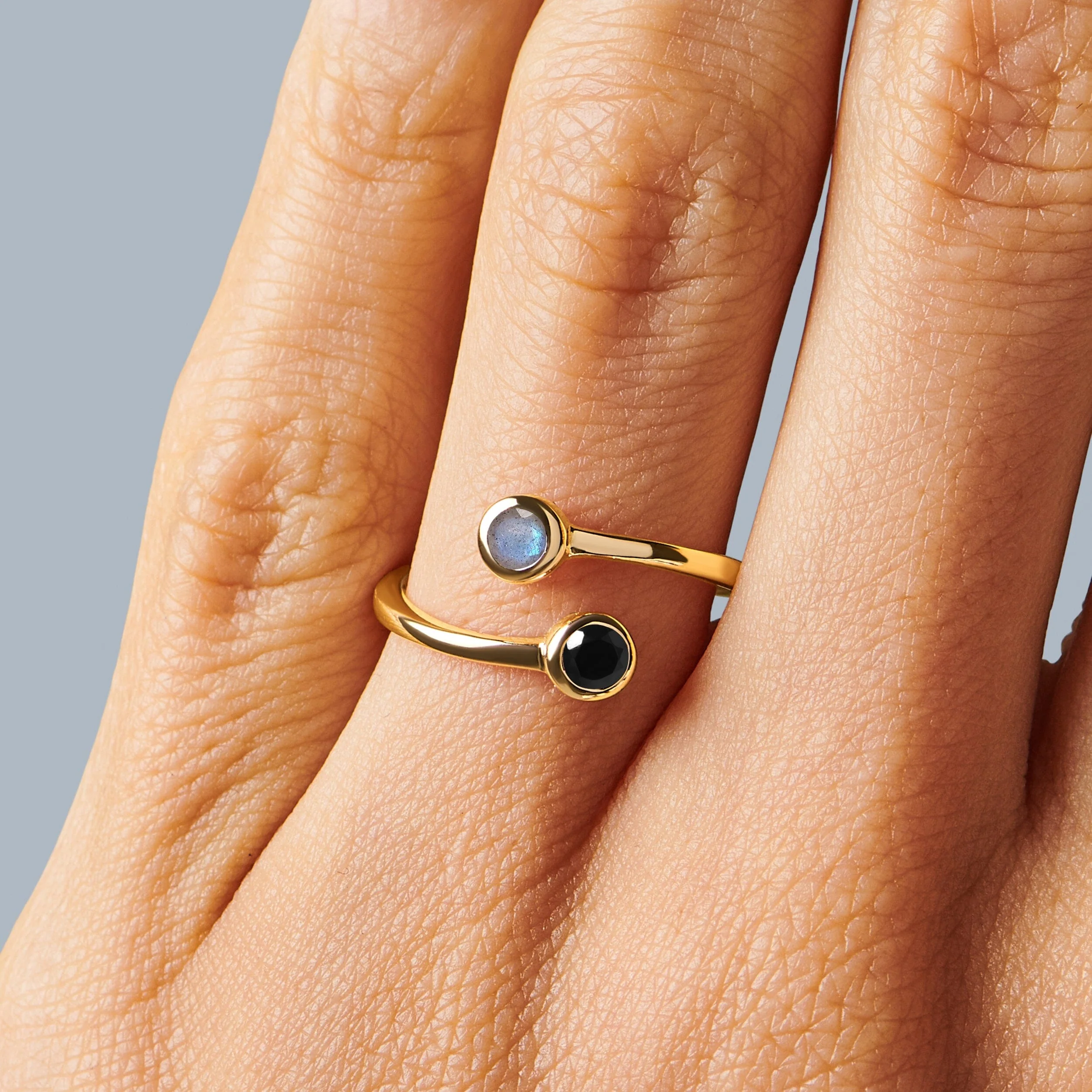Adjustable Black Obsidian Labradorite Ring - Evolve - Image 6