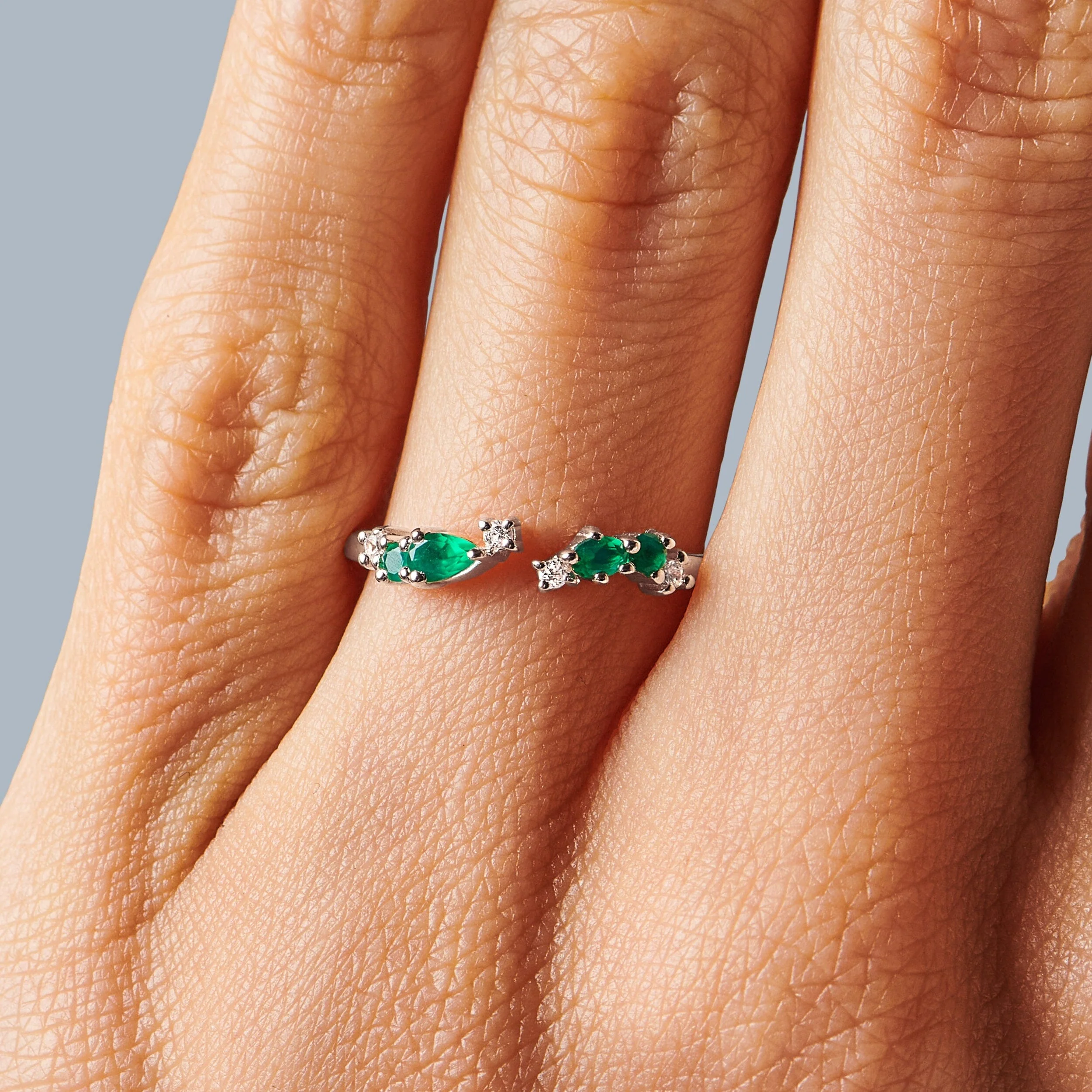 Adjustable Green Onyx Ring Flourish - May Birthstone - Image 2