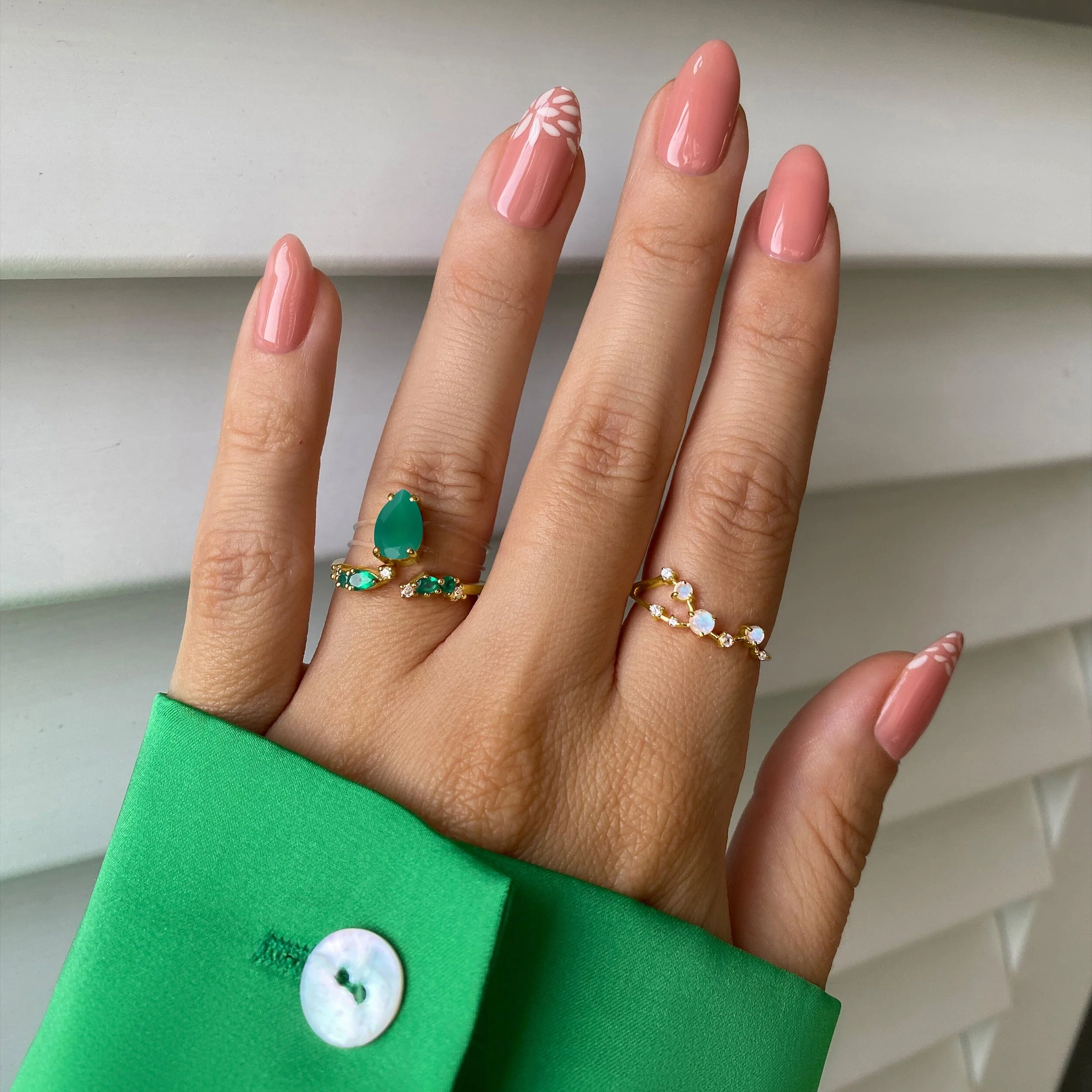Adjustable Green Onyx Ring Flourish - May Birthstone - Image 9
