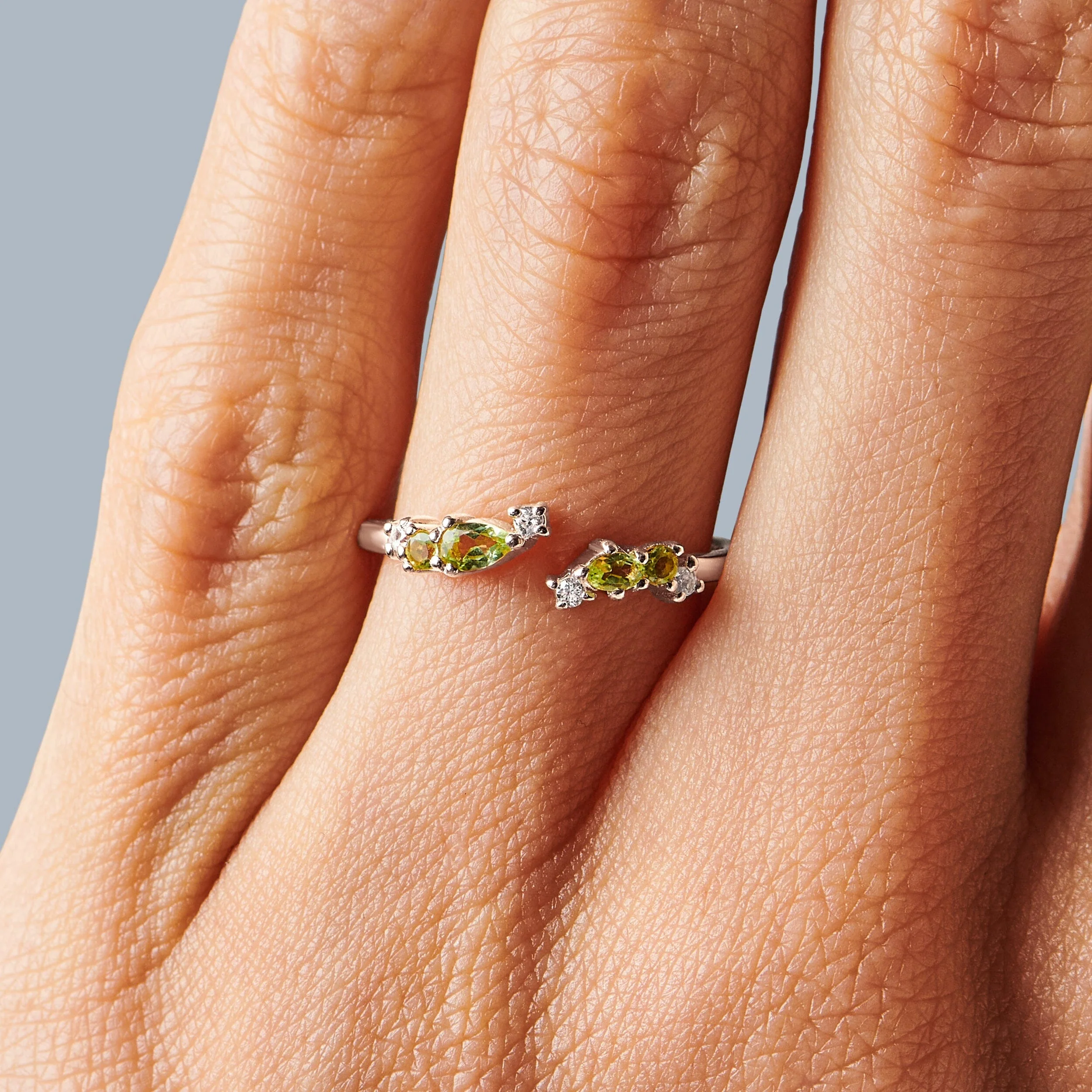 Adjustable Peridot Ring Flourish - August Birthstone - Image 2