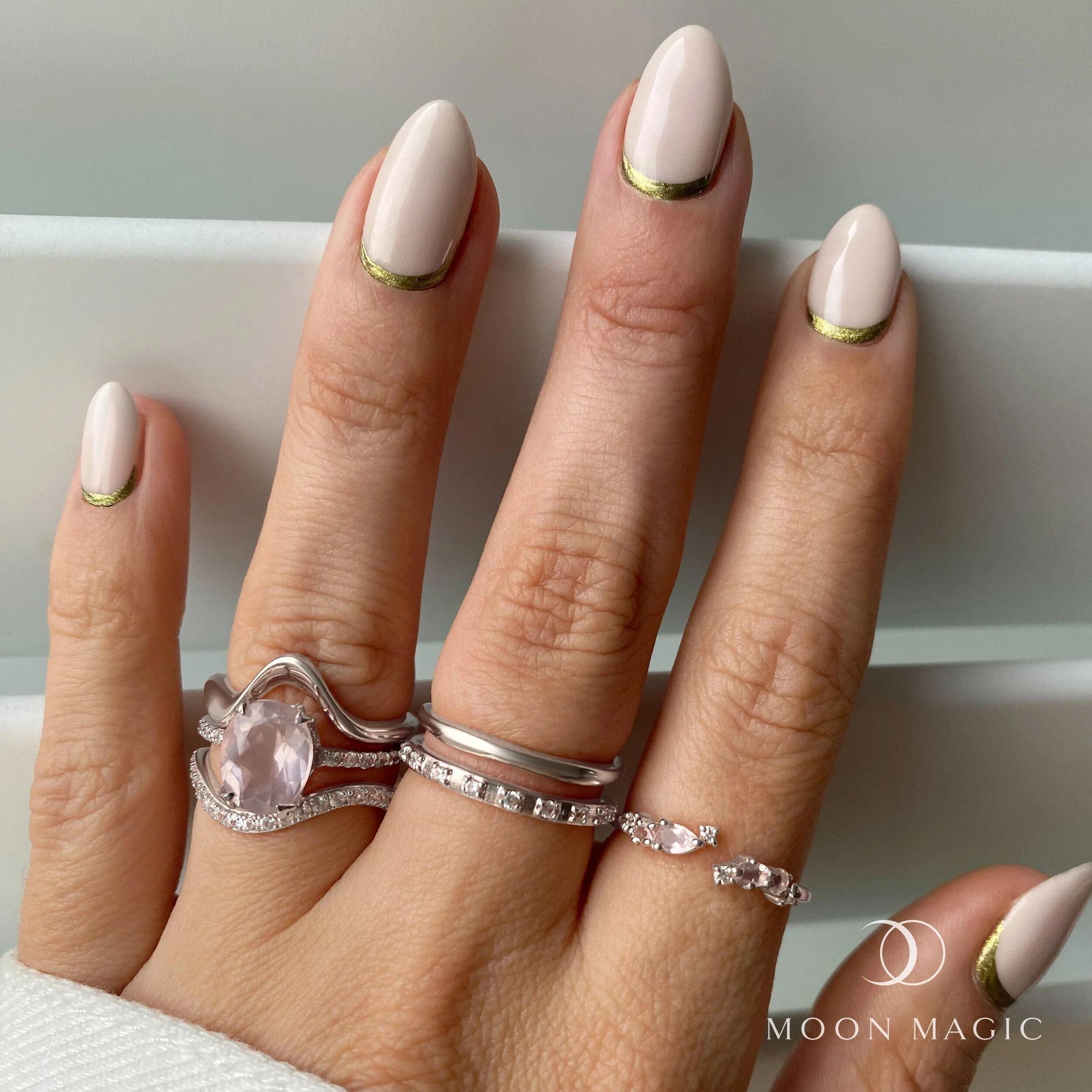 Adjustable Rose Quartz Ring - Flourish - Image 3
