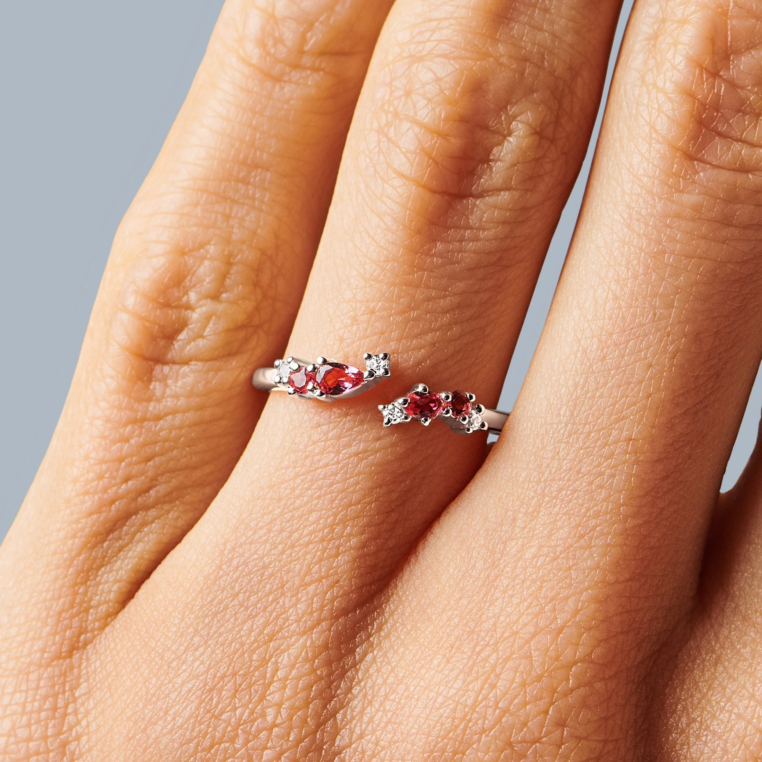 Adjustable Ruby Ring Flourish - July Birthstone - Image 2