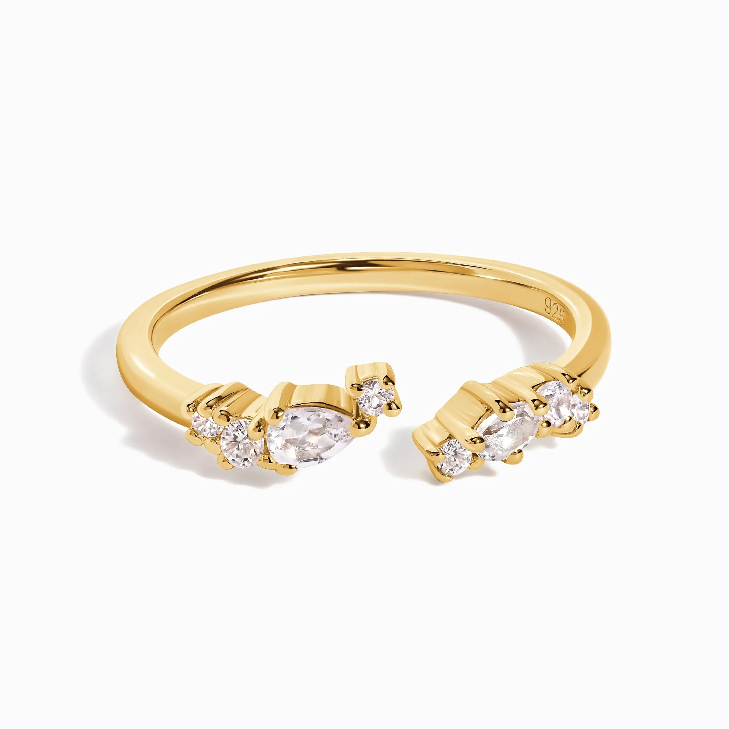 Adjustable White Topaz Ring Flourish - April Birthstone - Image 5
