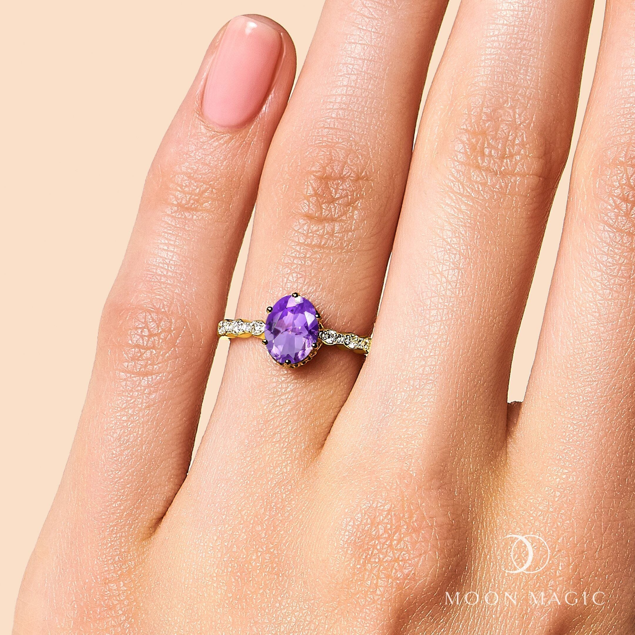 Amethyst Lab Diamond Ring - Mirth - Image 6