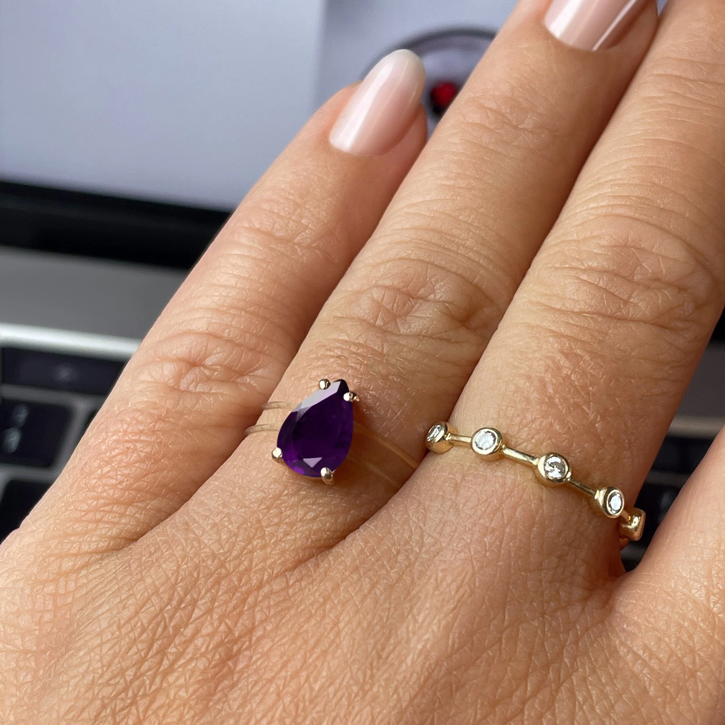 Amethyst Ring Floating Sway - February Birthstone - Image 14
