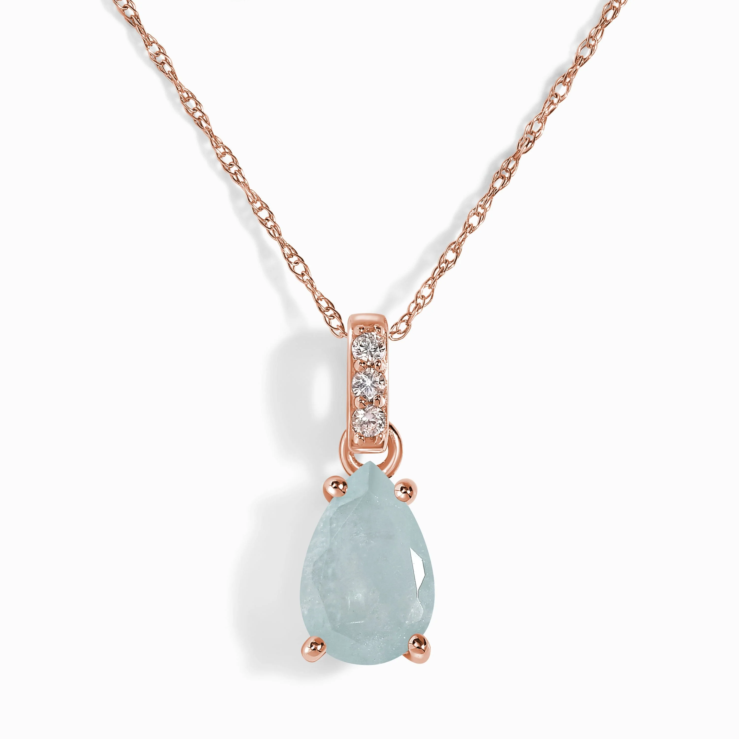 Aquamarine Diamond Necklace Sway - March Birthstone - Image 3