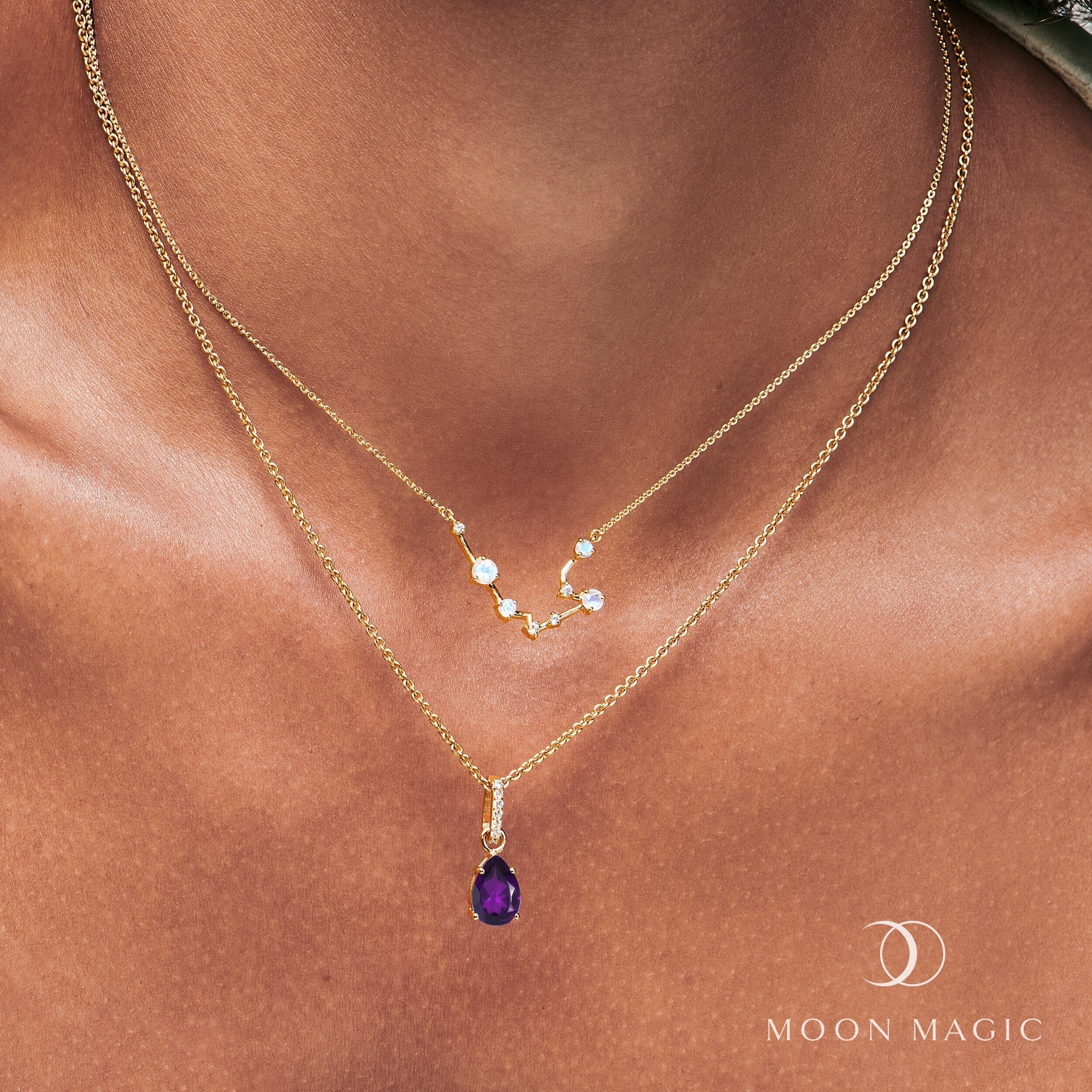 Aquarius Zodiac & February Birthstone Necklaces - Image 9