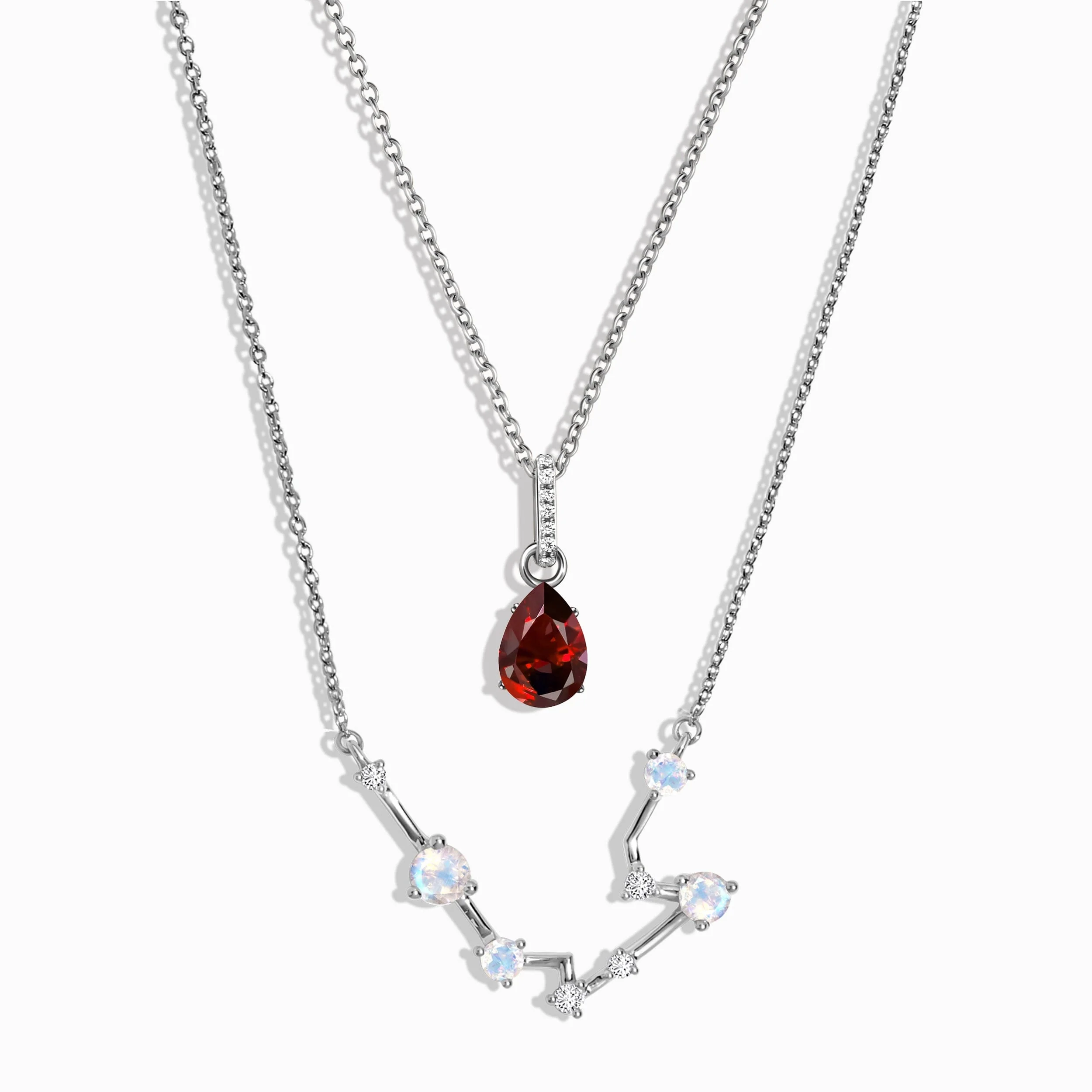 Aquarius Zodiac Constellation & January Birthstone Necklaces