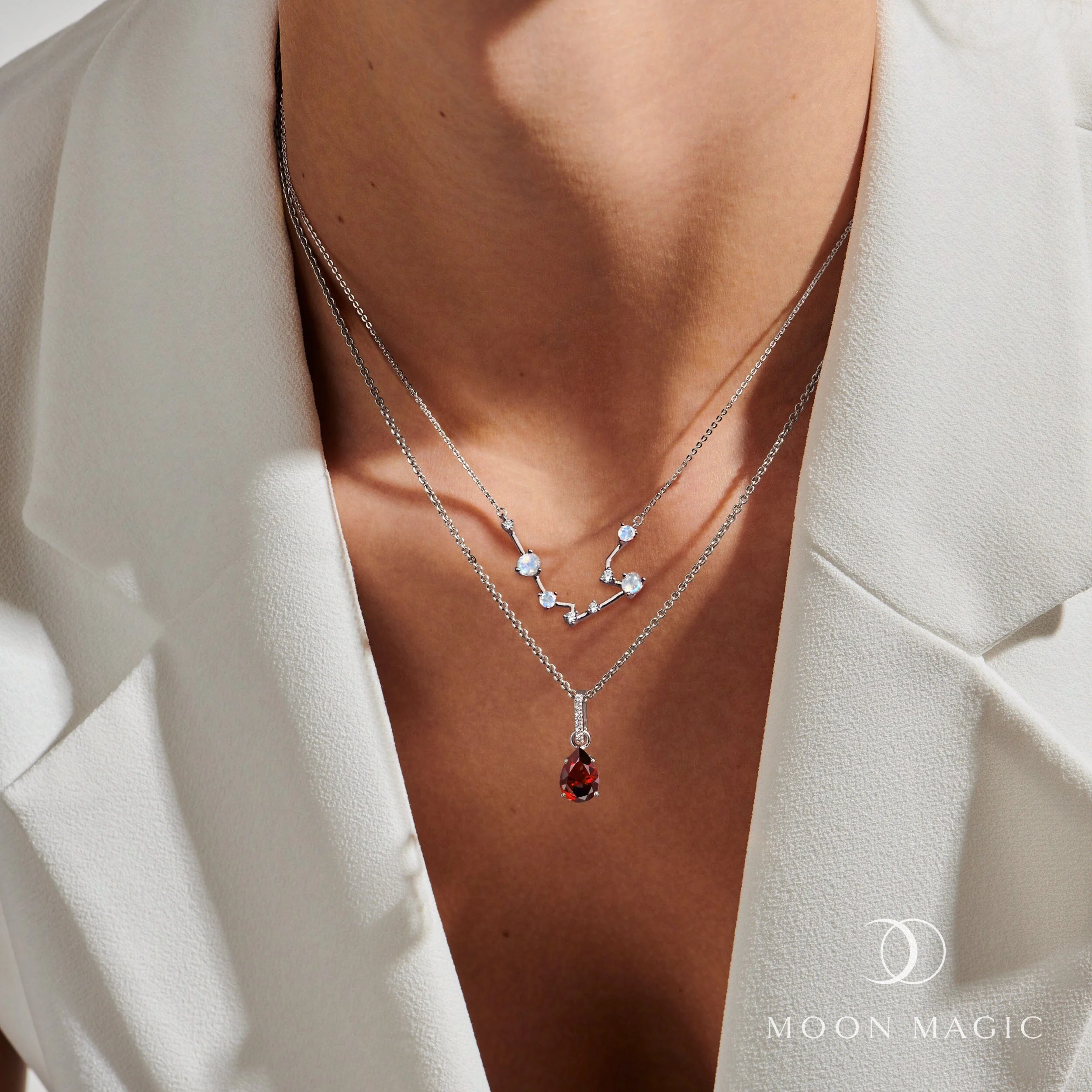 Aquarius Zodiac Constellation & January Birthstone Necklaces - Image 3