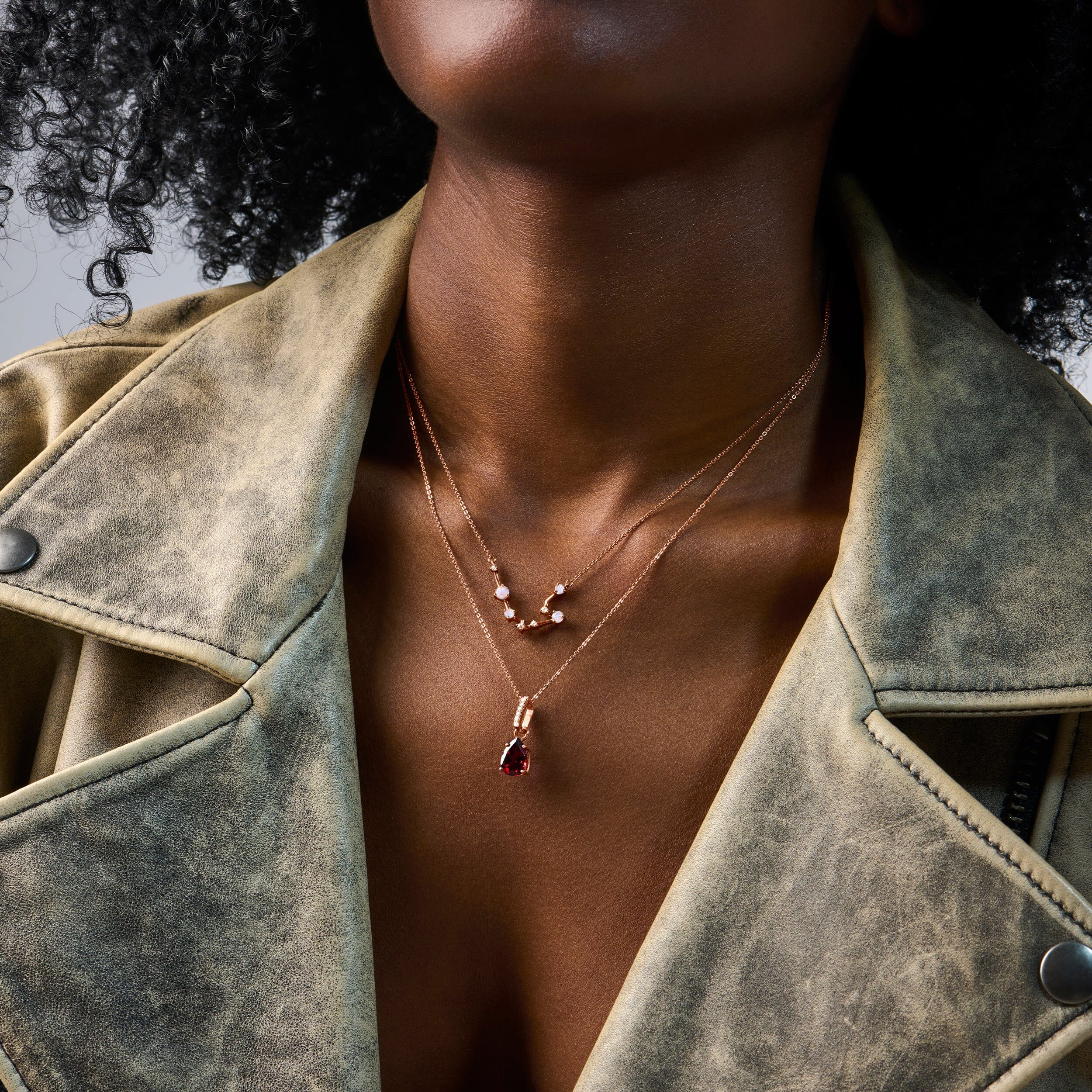 Aquarius Zodiac Constellation & January Birthstone Necklaces - Image 5