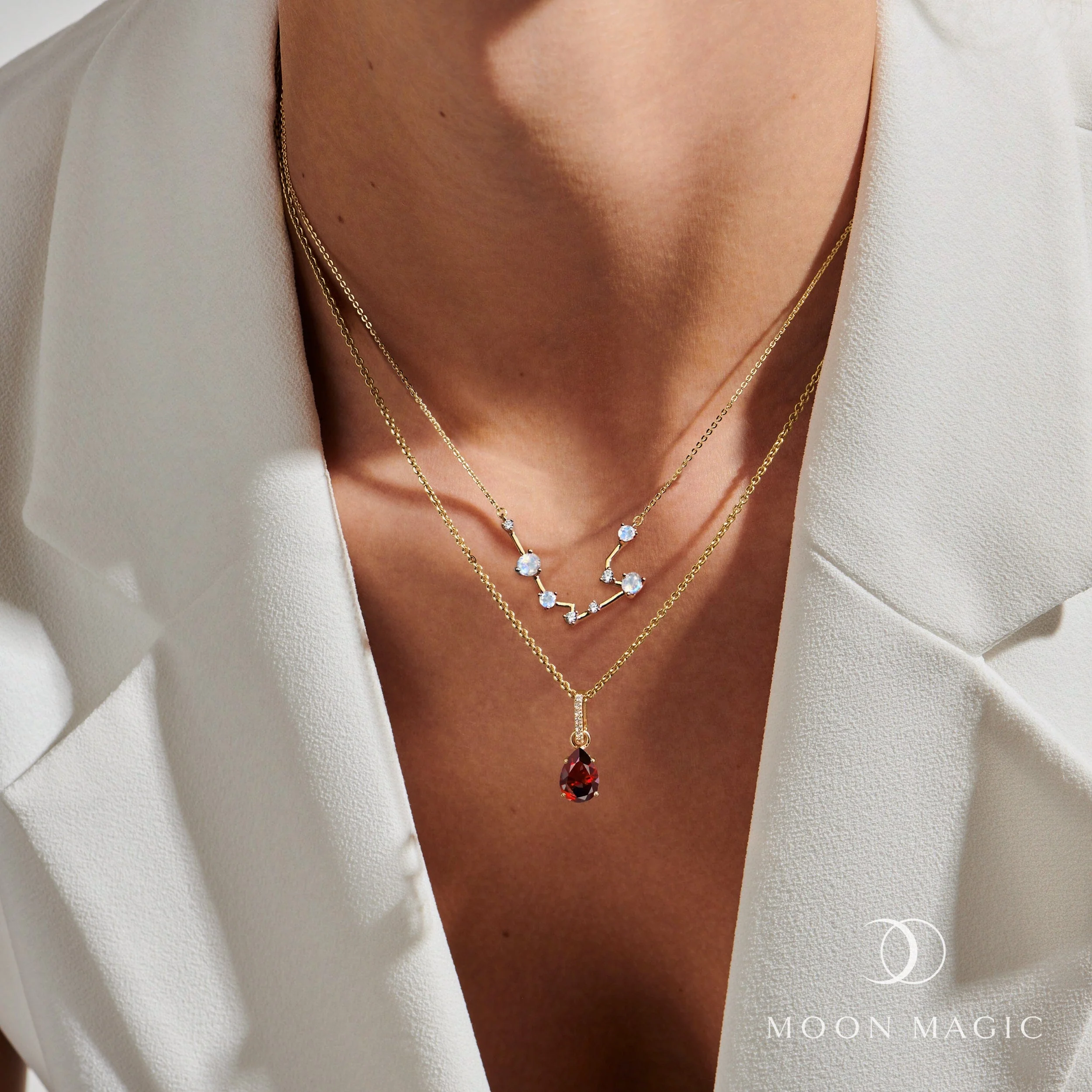 Aquarius Zodiac Constellation & January Birthstone Necklaces - Image 9