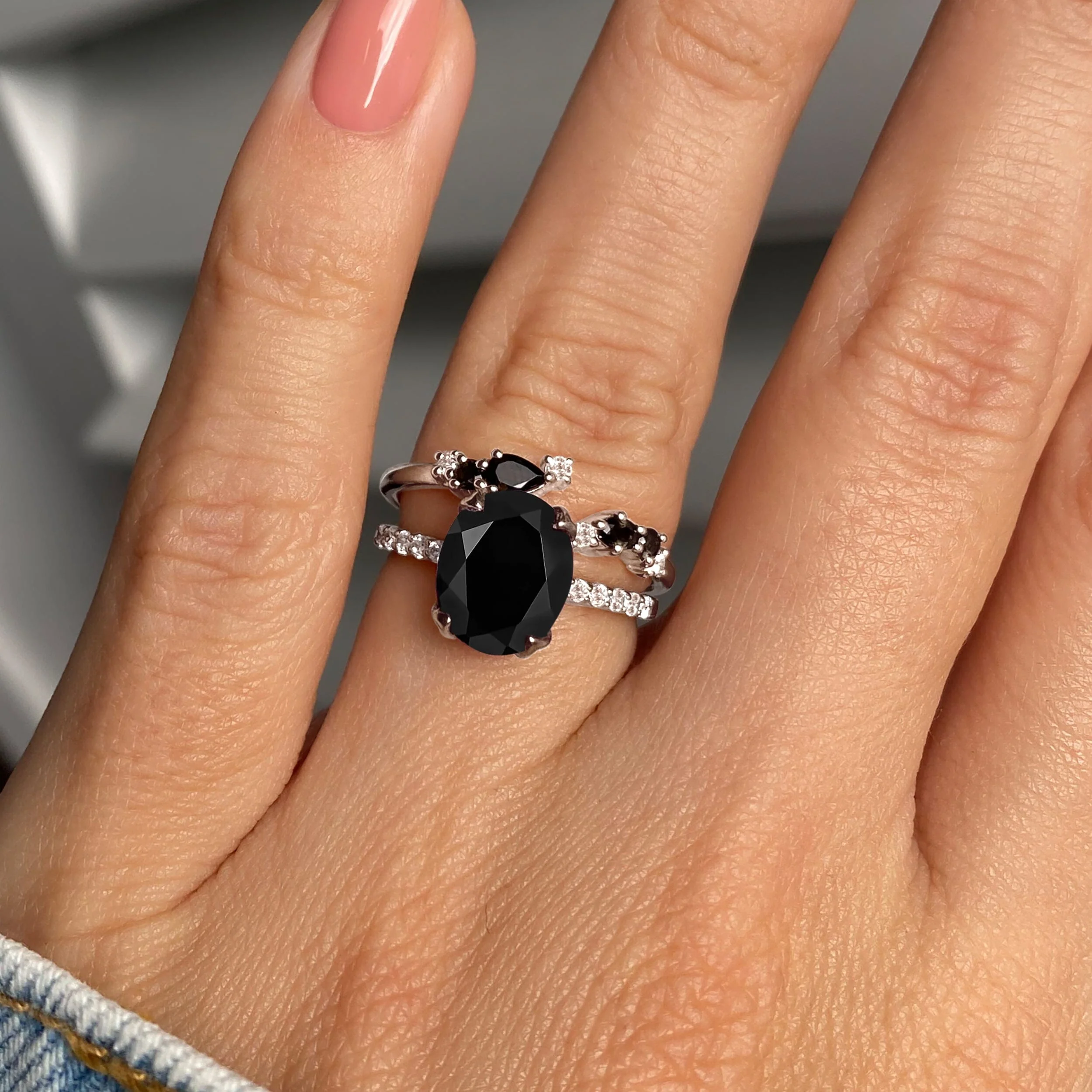 Black Obsidian Black Onyx Harlow & Flourish Rings - Image 2