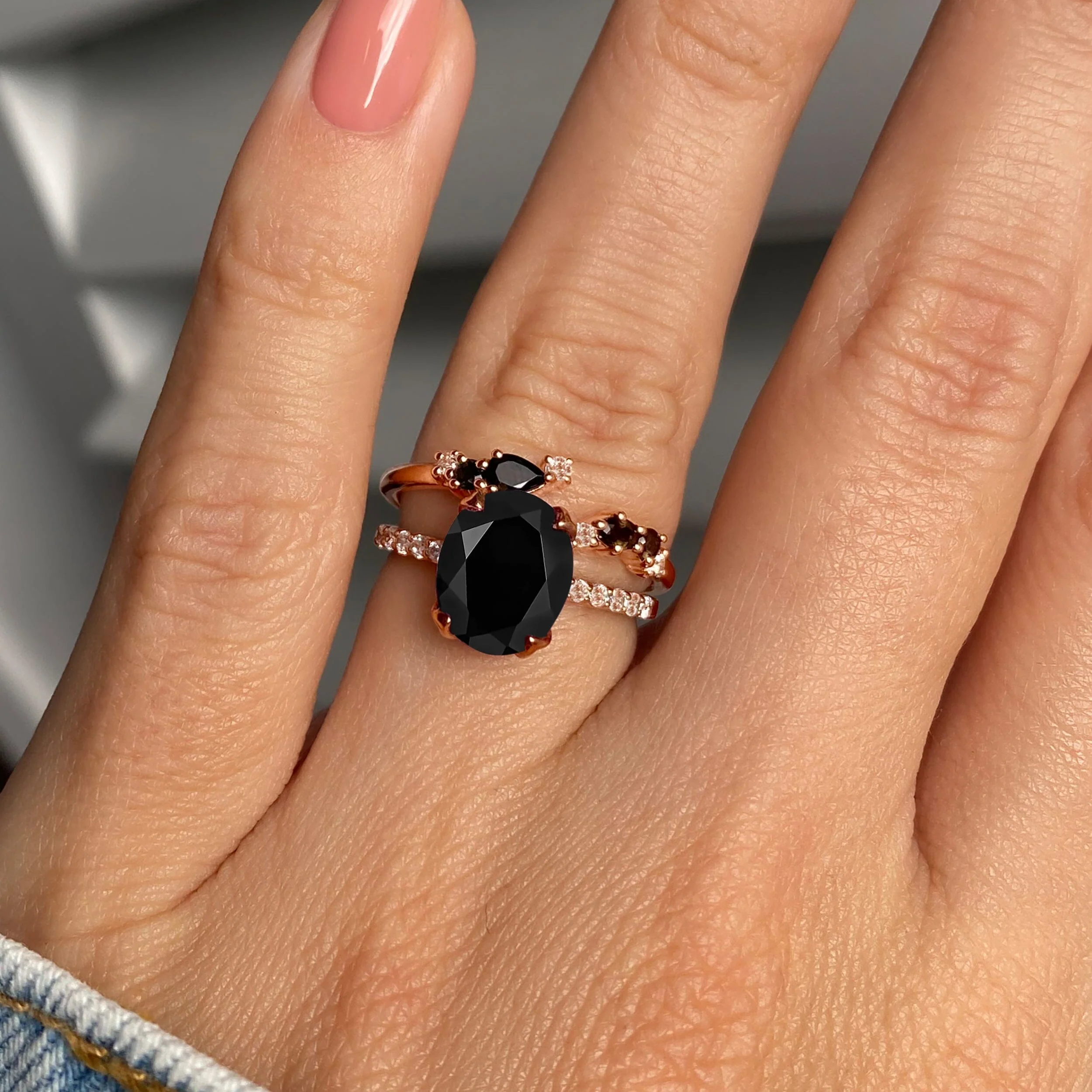 Black Obsidian Black Onyx Harlow & Flourish Rings - Image 5