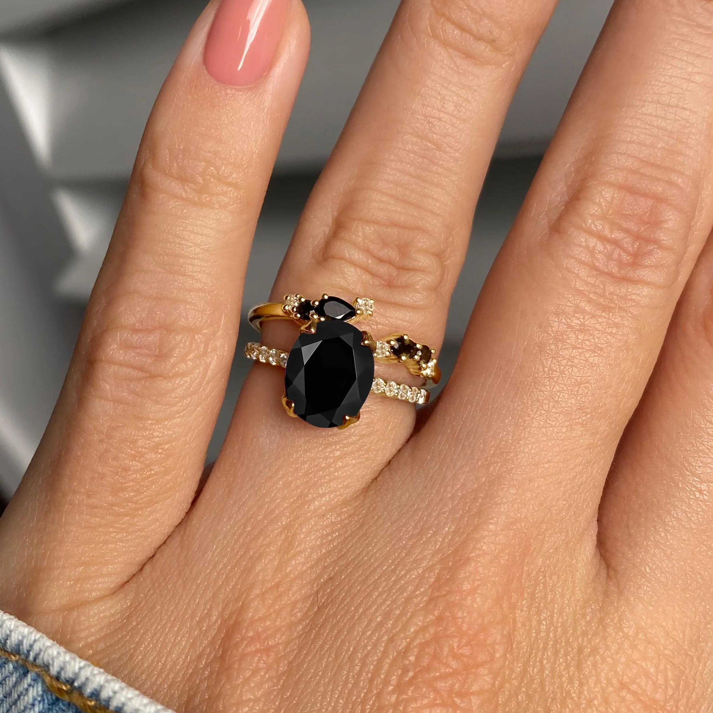 Black Obsidian Black Onyx Harlow & Flourish Rings - Image 8