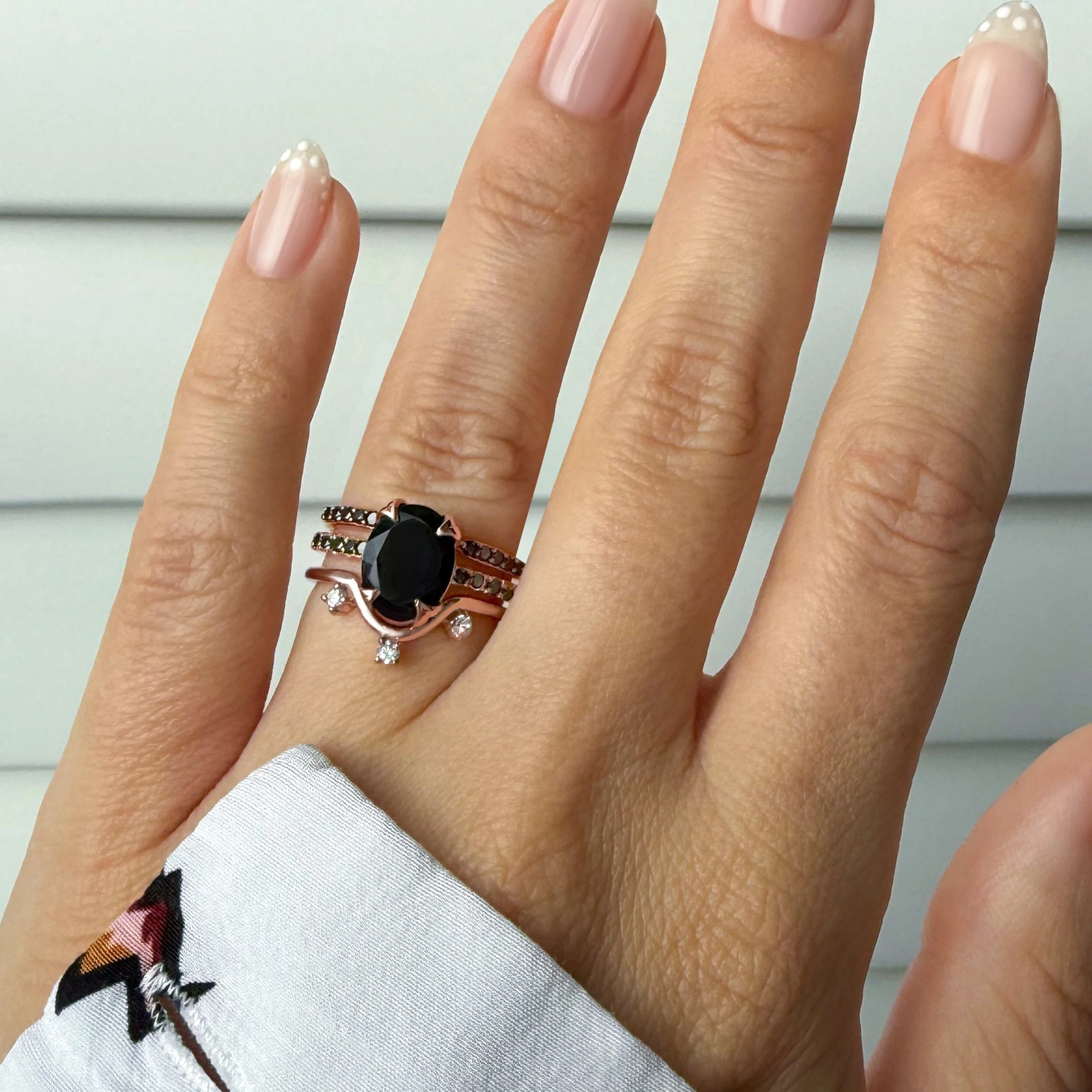 Black Obsidian Black Spinel Harlow Ring & Twinkling Band & Archer Band - Image 4