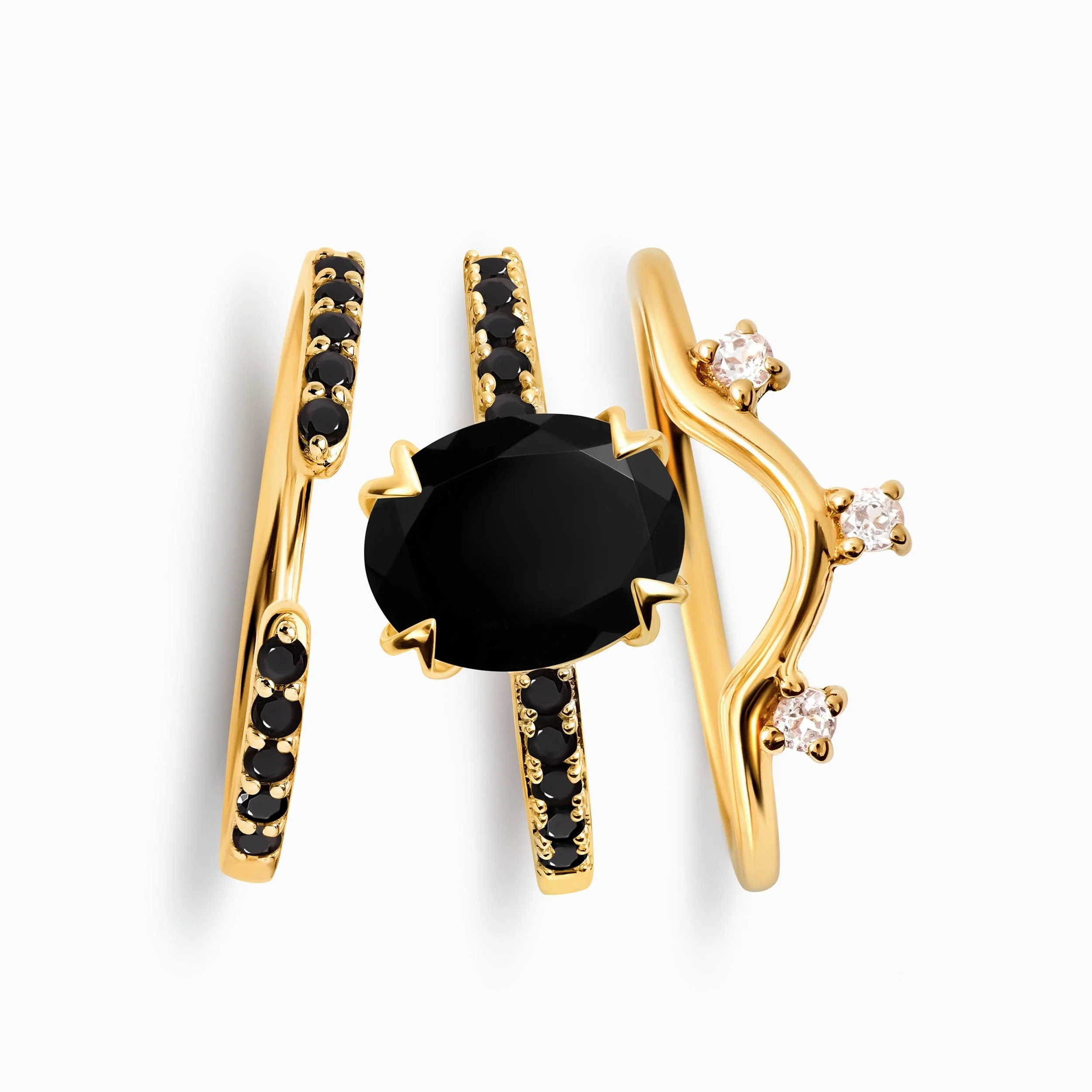Black Obsidian Black Spinel Harlow Ring & Twinkling Band & Archer Band - Image 5