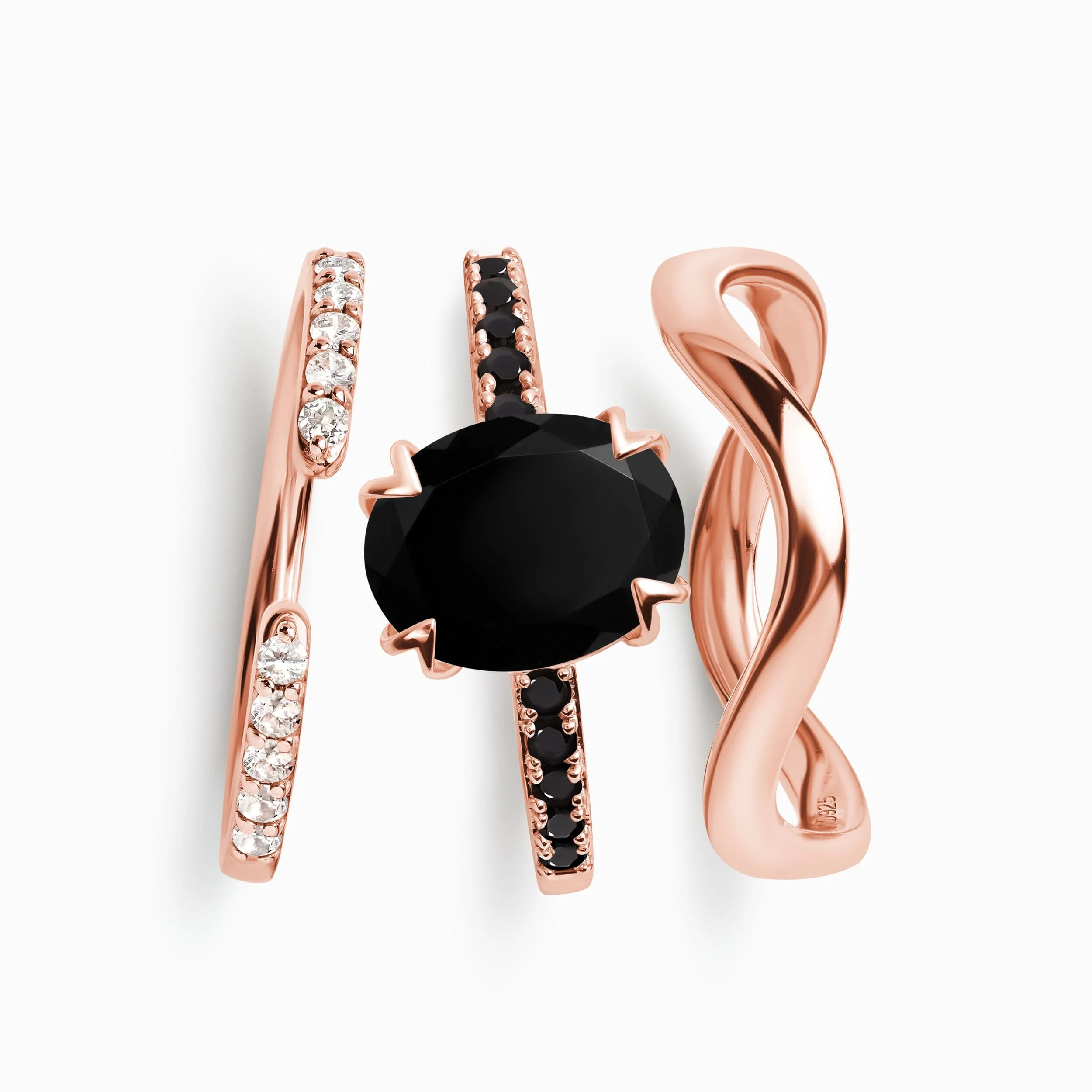 Black Obsidian Black Spinel Harlow Ring & Waves Band & Twinkling Band - Image 3