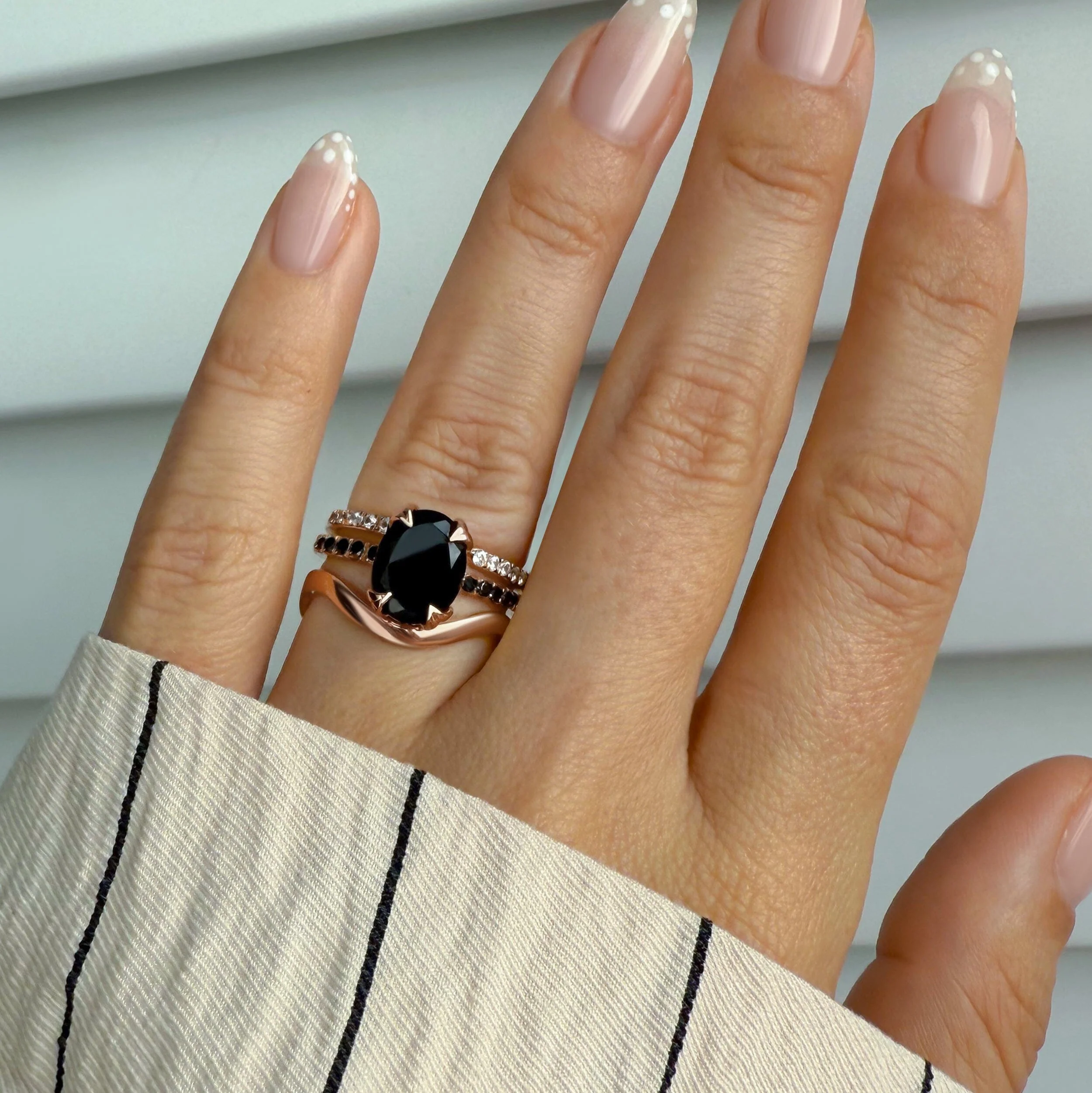 Black Obsidian Black Spinel Harlow Ring & Waves Band & Twinkling Band - Image 4