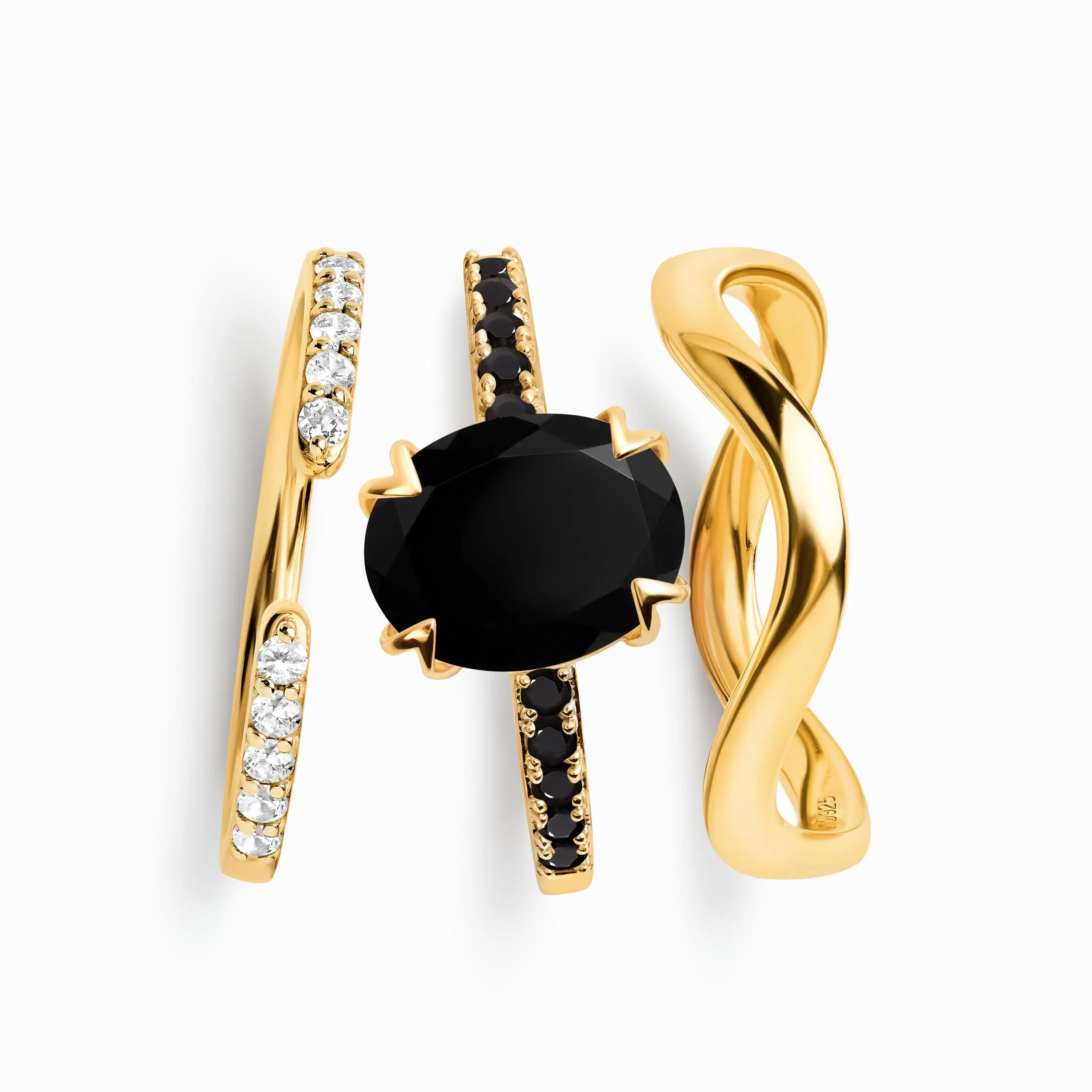 Black Obsidian Black Spinel Harlow Ring & Waves Band & Twinkling Band - Image 5