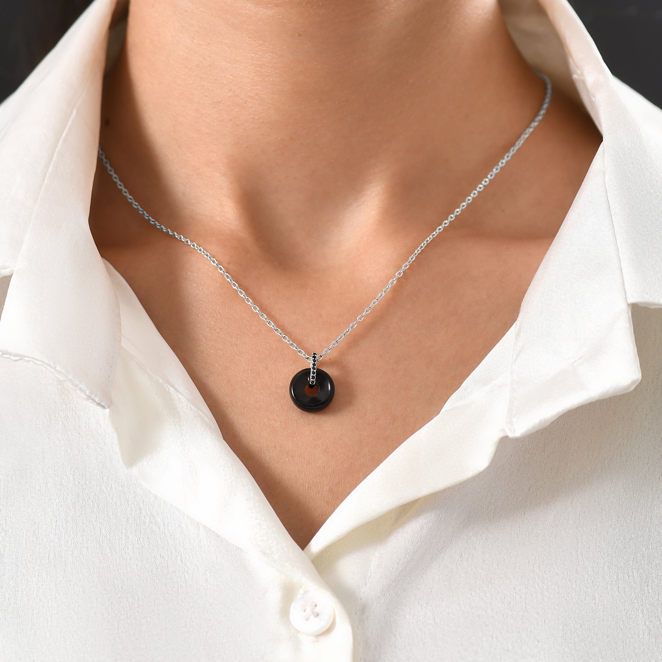 Black Obsidian Black Spinel Necklace - Liora - Image 2