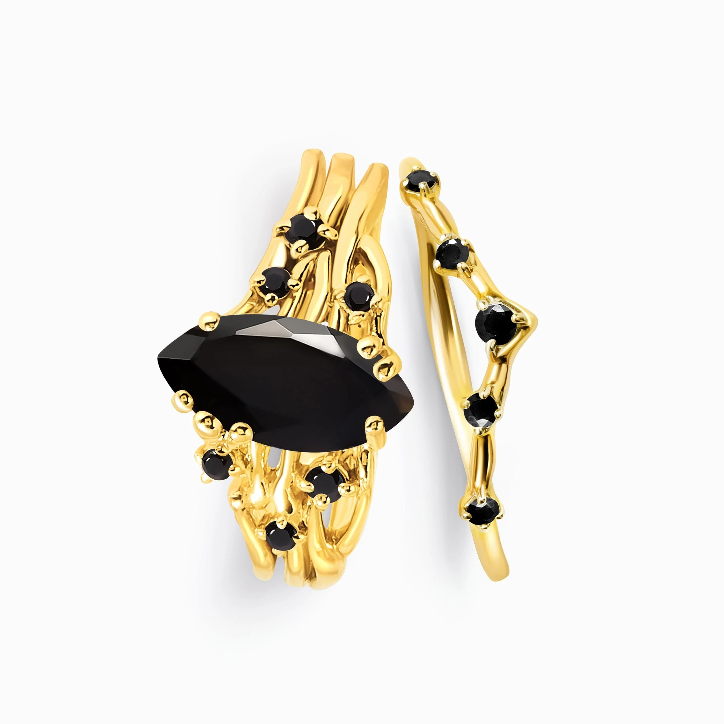 Black Obsidian Black Spinel Radiance Ring & Cosmic Crown Band - Image 5