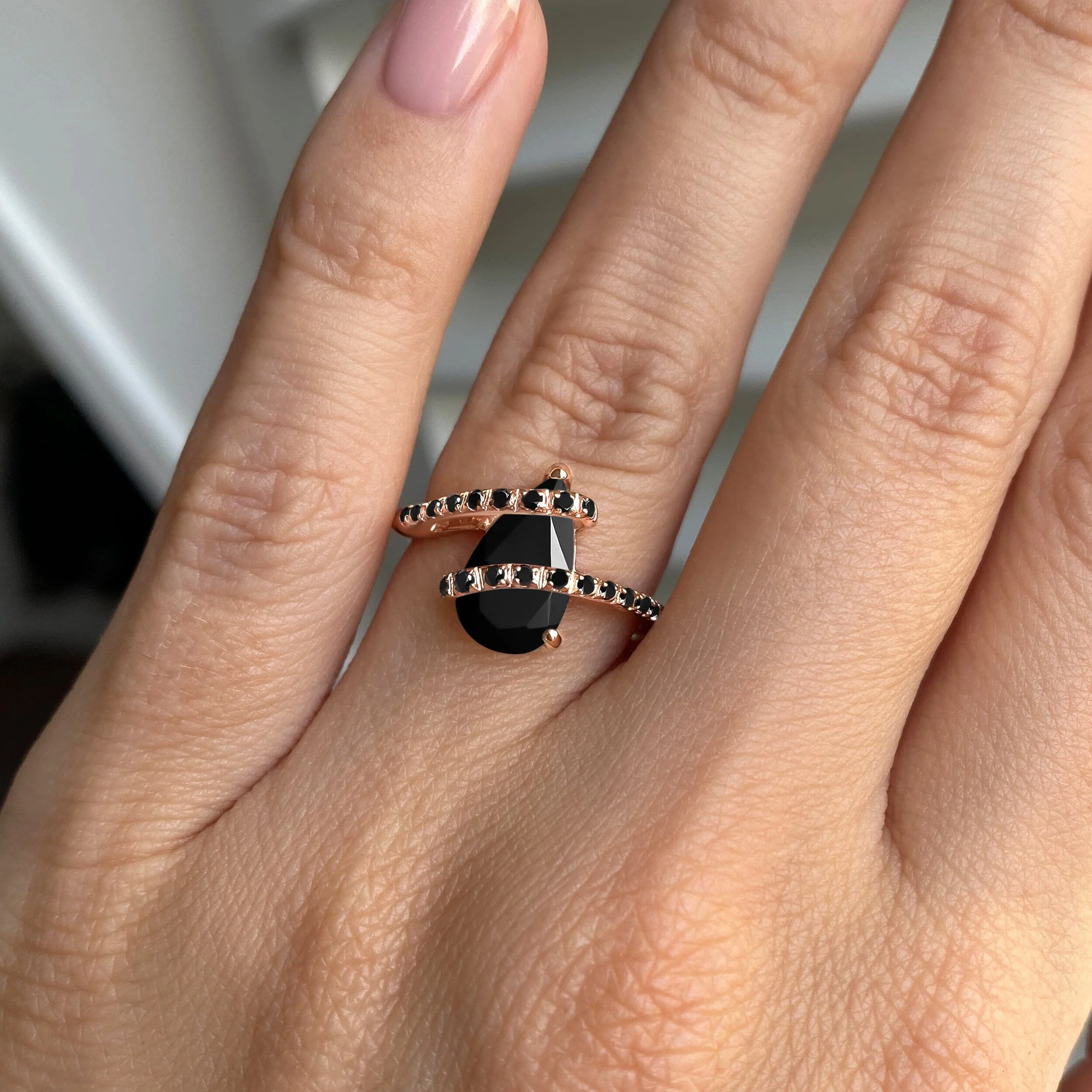 Black Obsidian Black Spinel Ring - Bypass - Image 4