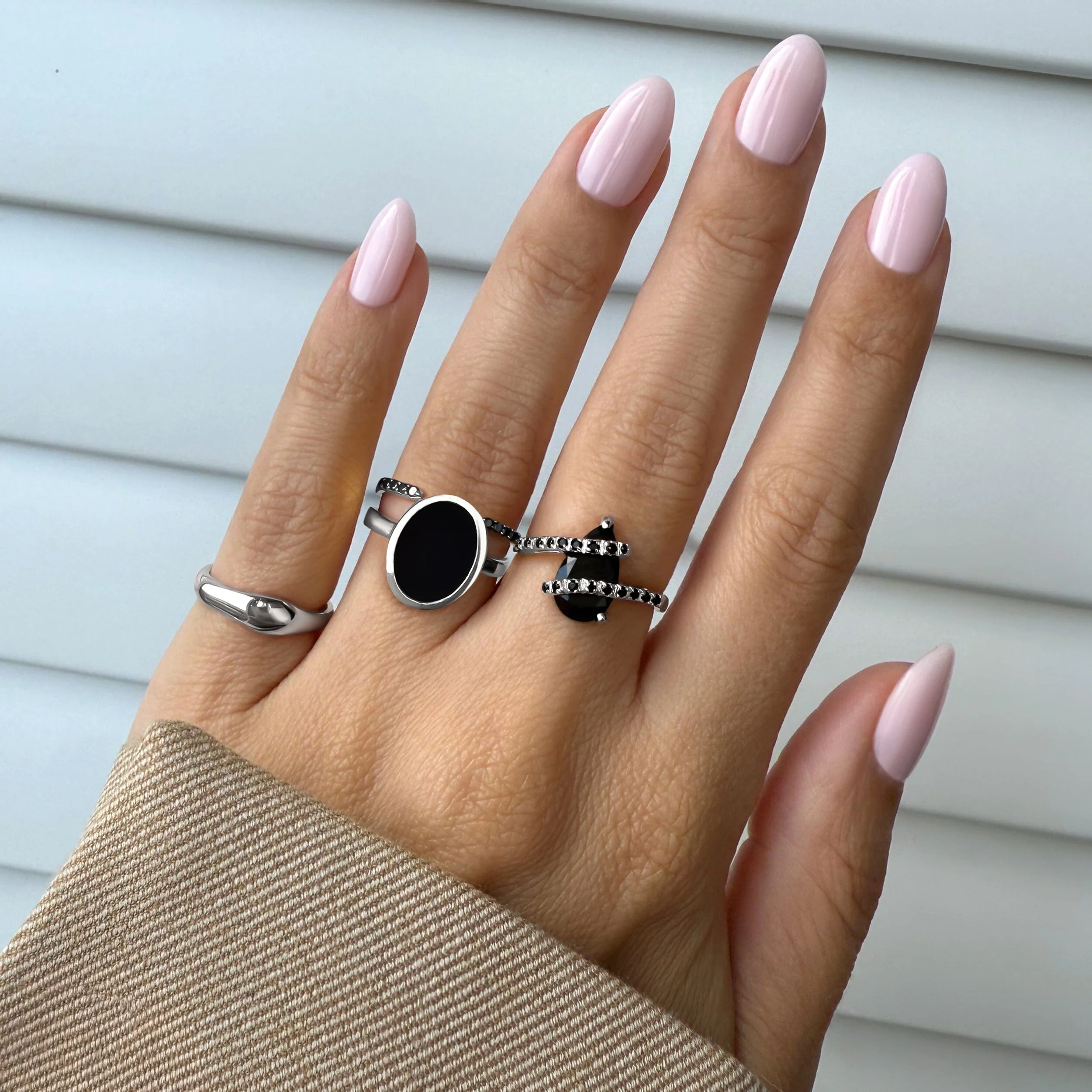 Black Obsidian Black Spinel Ring - Bypass - Image 9