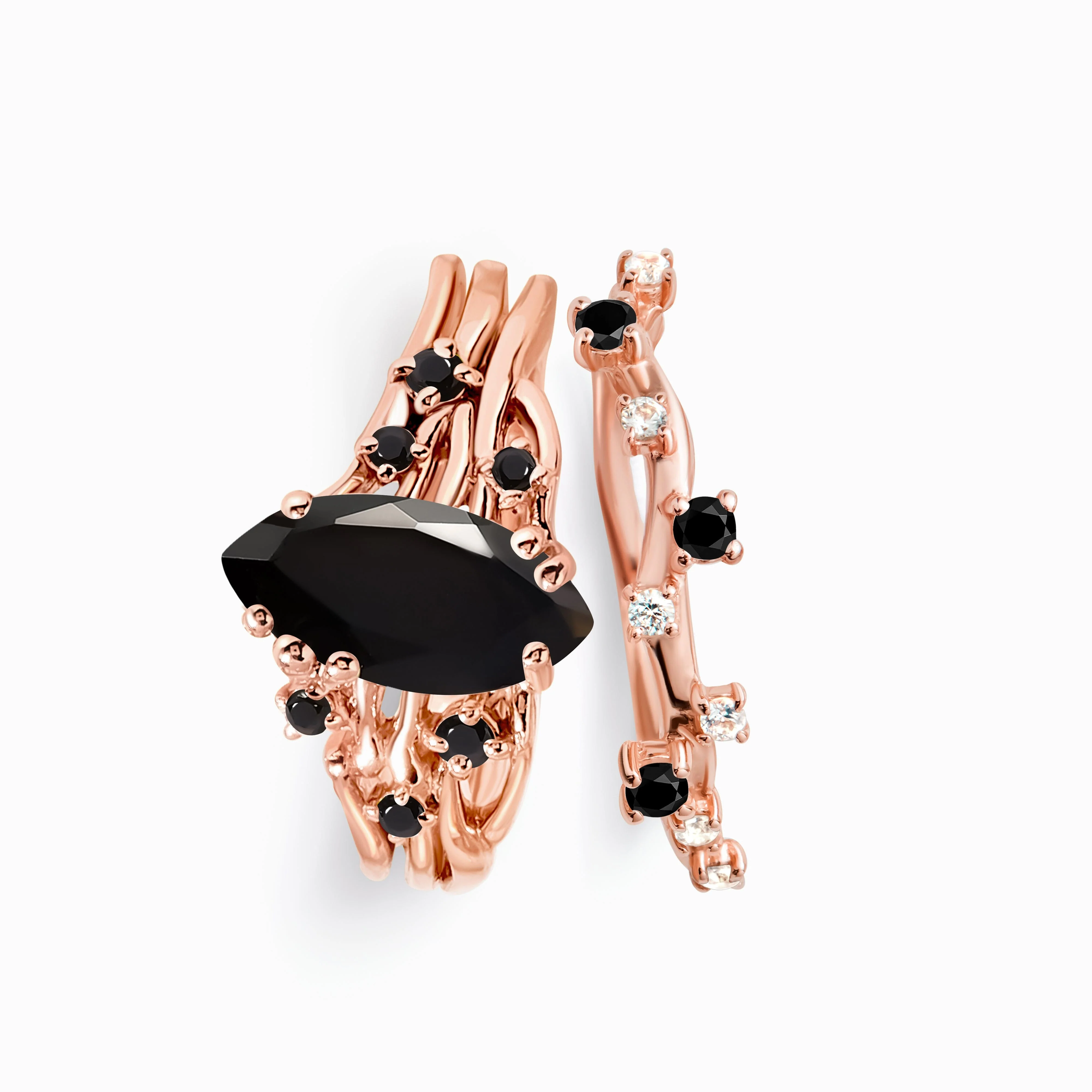 Black Obsidian Black Spinel Ring - Radiance & Black Onyx Ring - Stardust Band - Image 3
