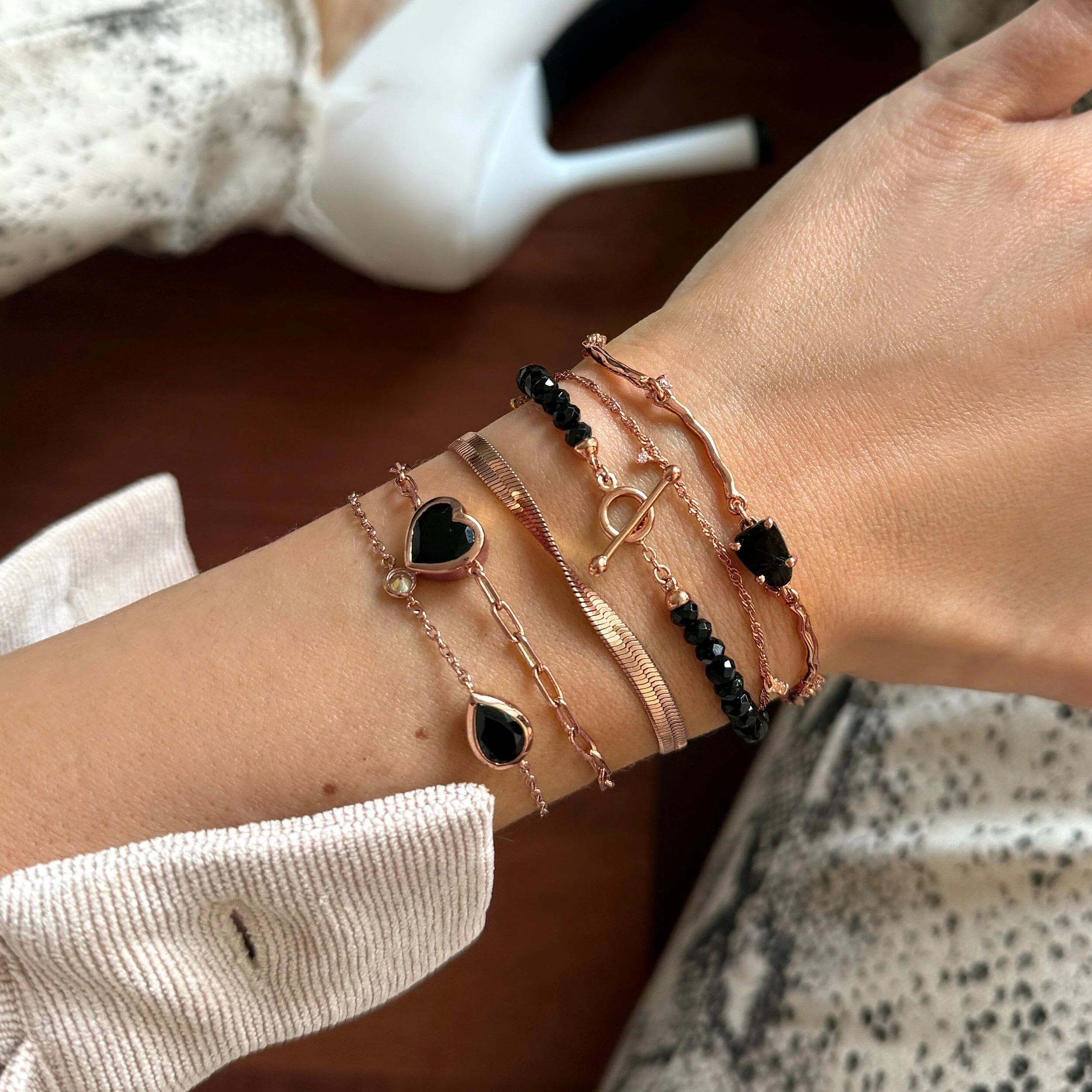 Black Obsidian Bracelet Stack - Grounded Goddess - Image 12