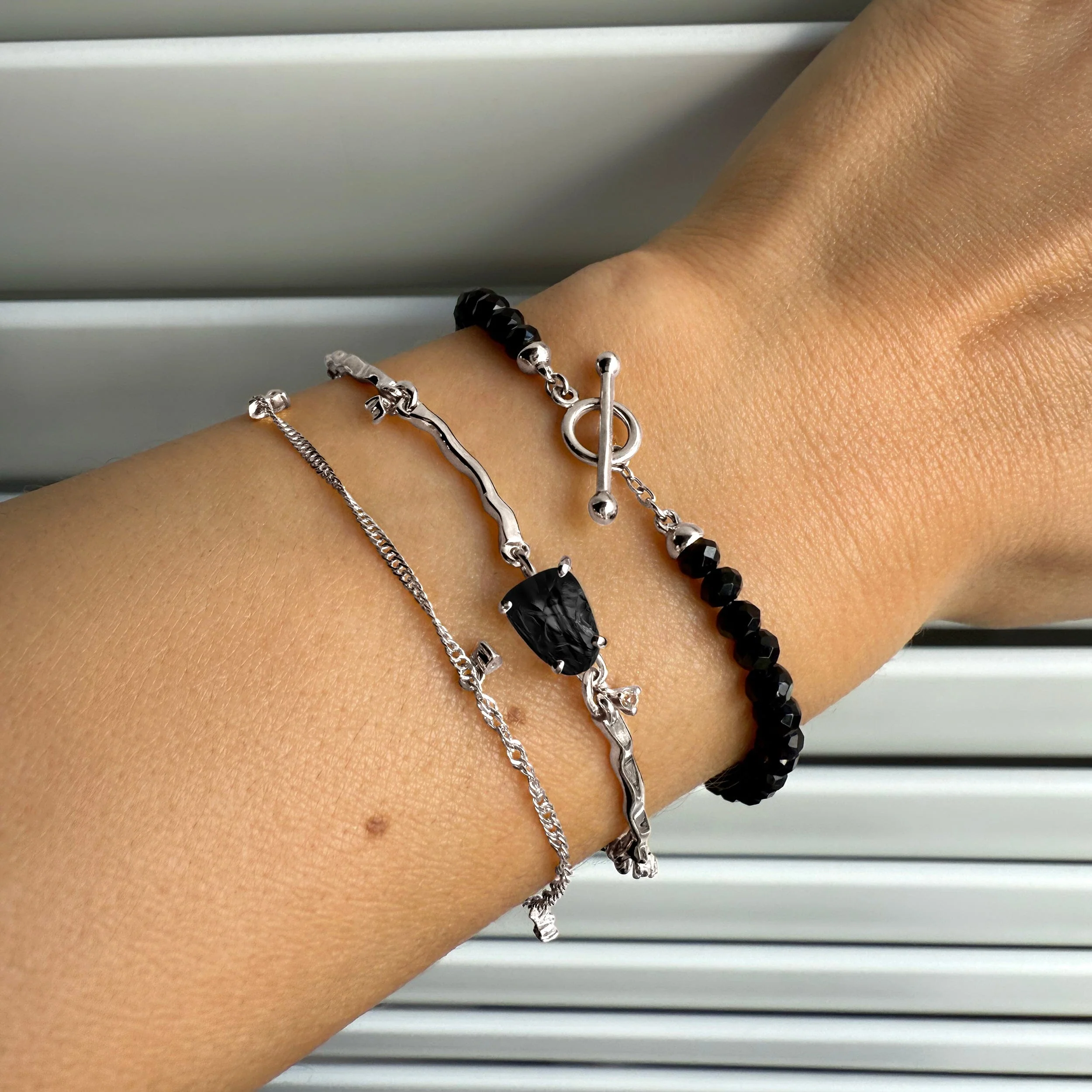 Black Obsidian Bracelet Stack - Grounded Goddess - Image 2