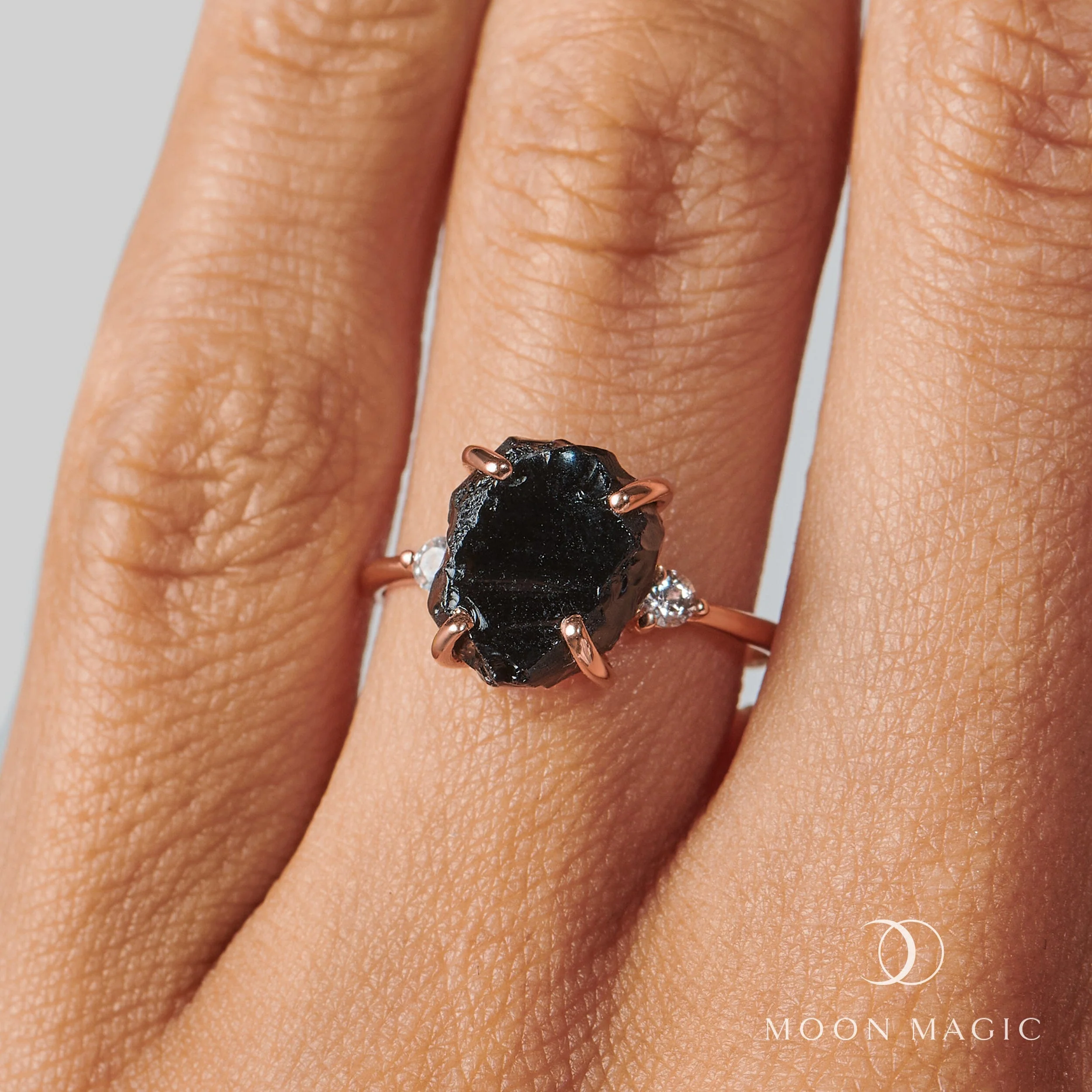 Black Obsidian Diamond Ring - Raw Allure - Image 2