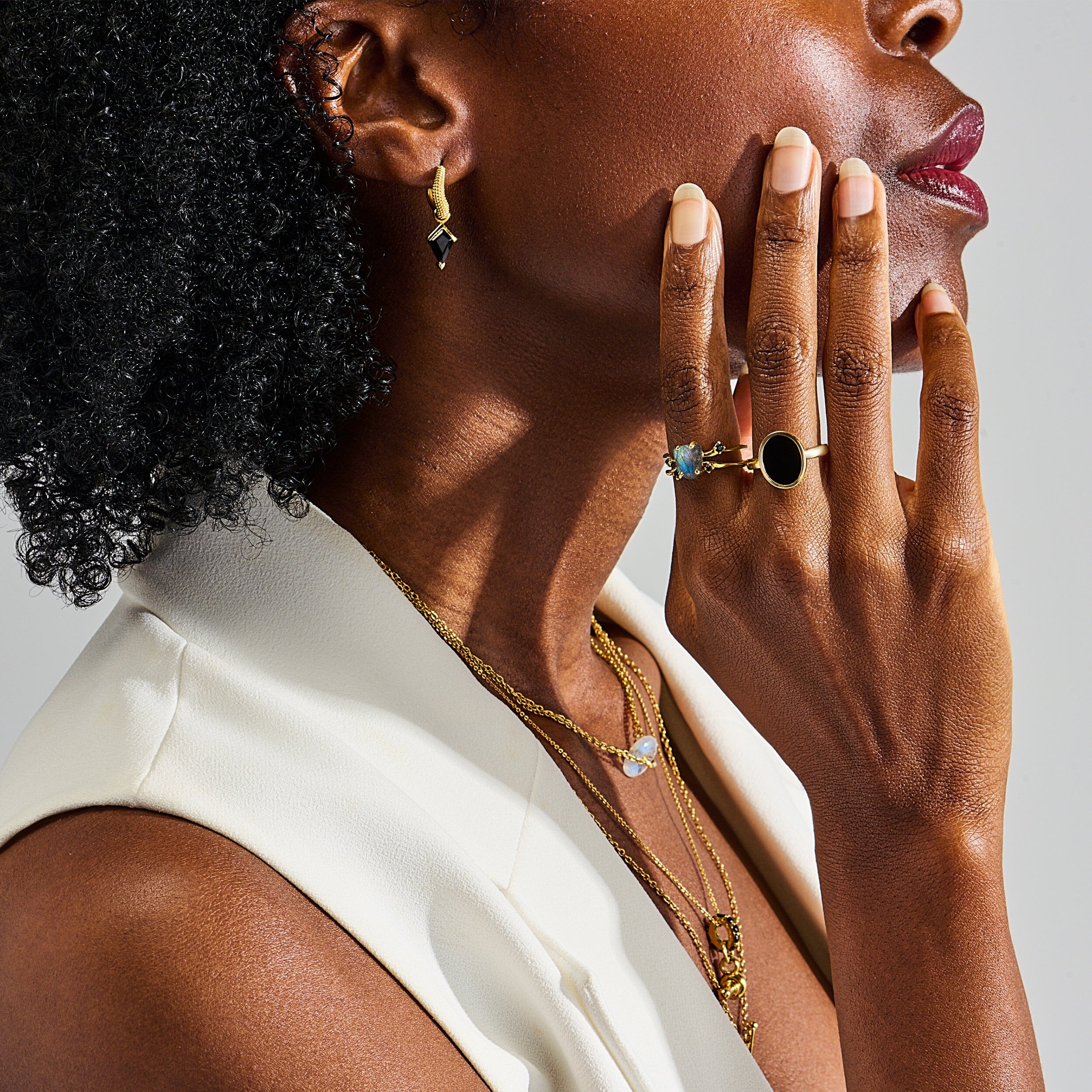 Black Obsidian Earrings - Heroine Hoops - Image 9