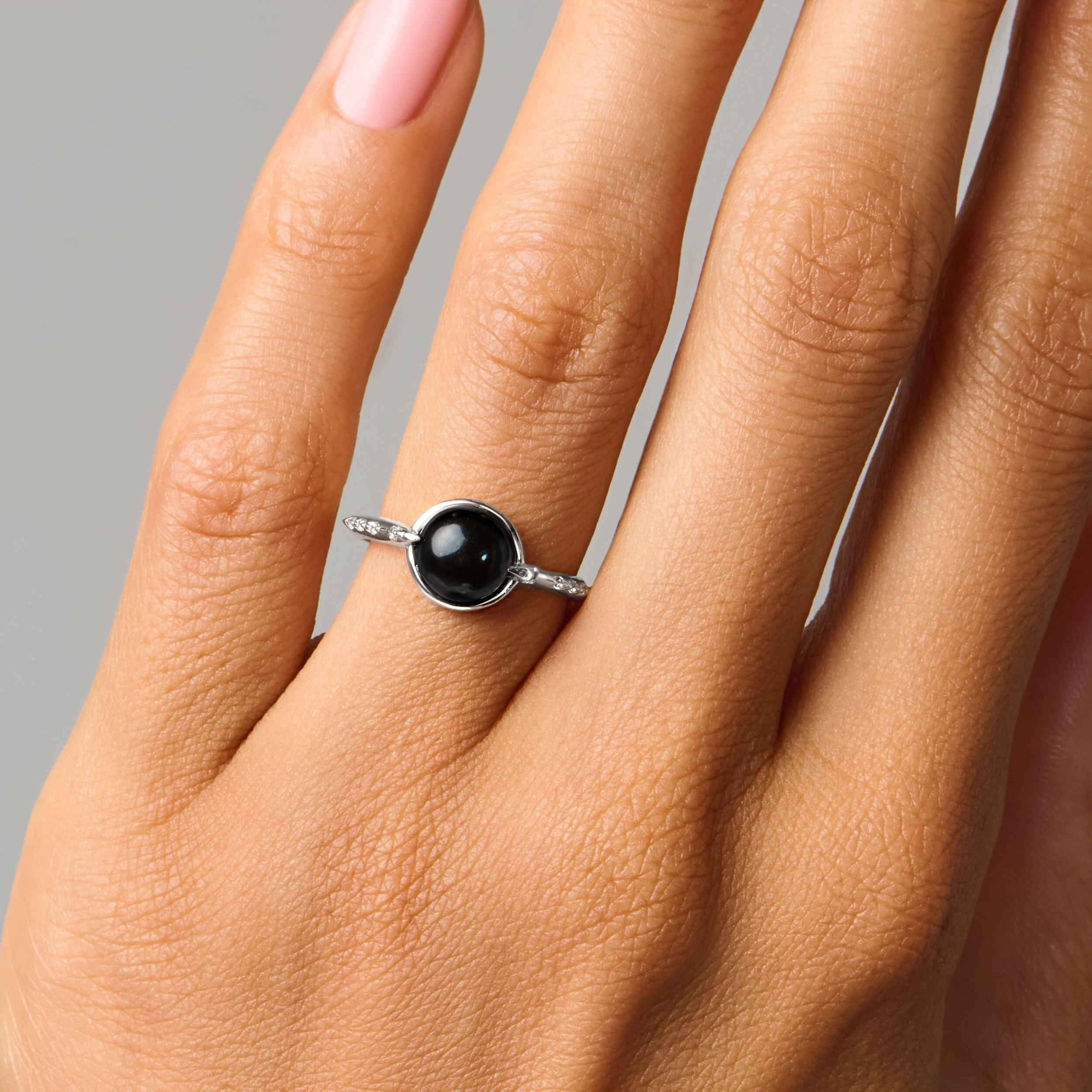 Black Obsidian Energy Ring - Strength Engraved - Image 2