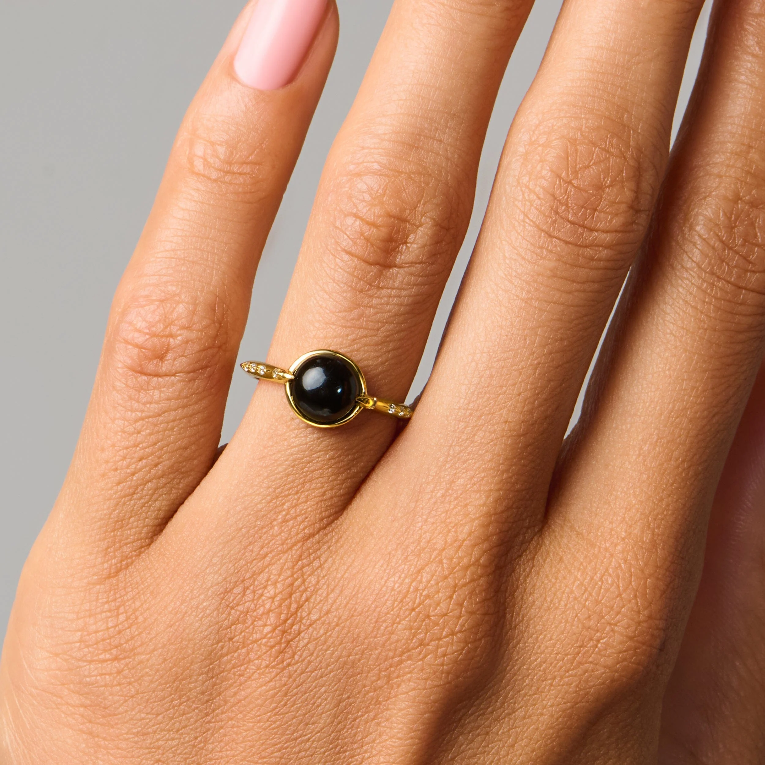 Black Obsidian Energy Ring - Strength Engraved - Image 6