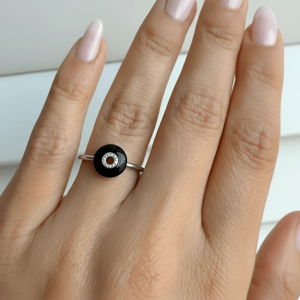 Black Obsidian Fidget Ring - Liora - Image 2