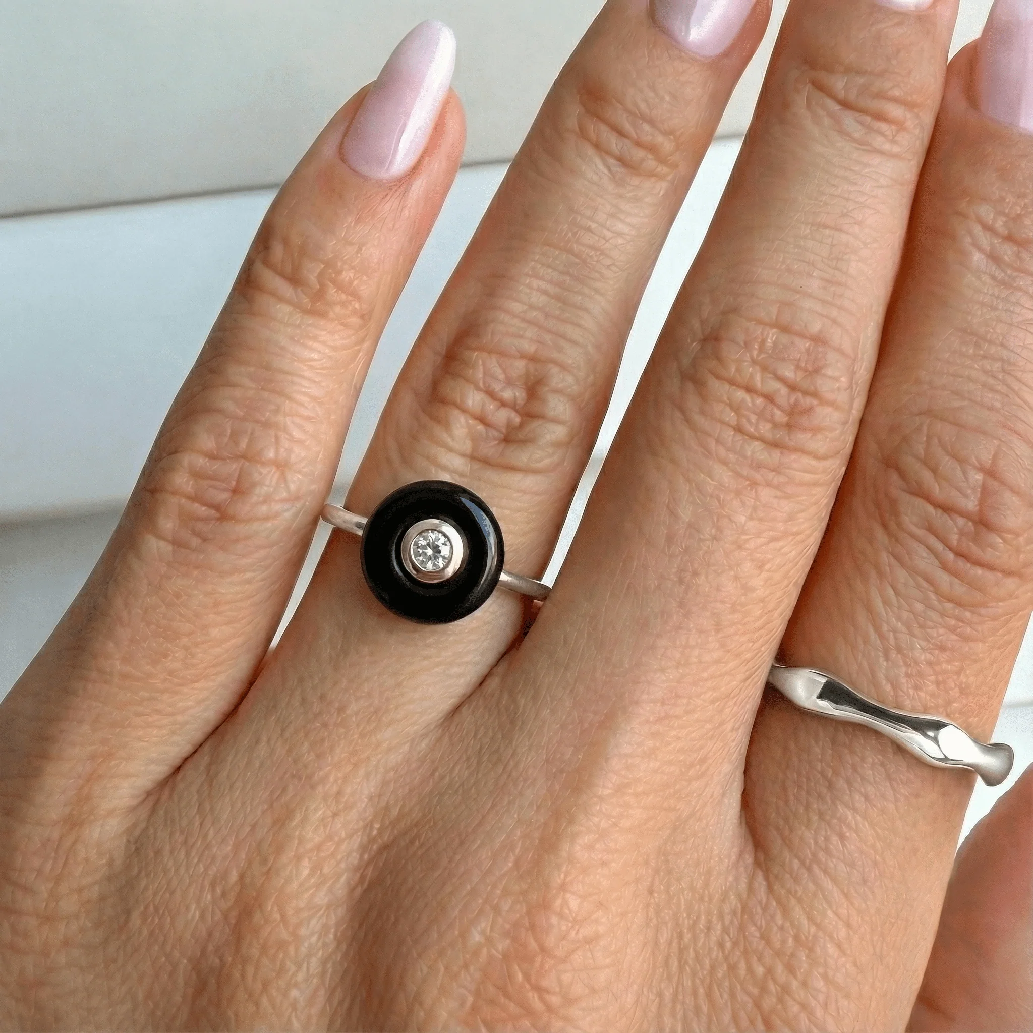 Black Obsidian Fidget Ring - Ora - Image 2
