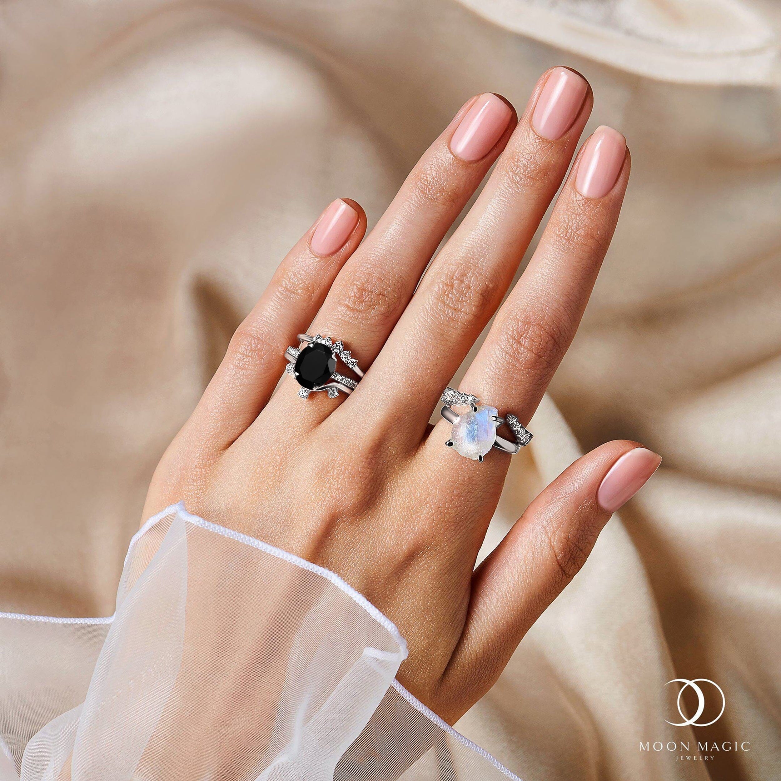 Black Obsidian Harlow Ring & Wreath Band & Archer Band - Image 10