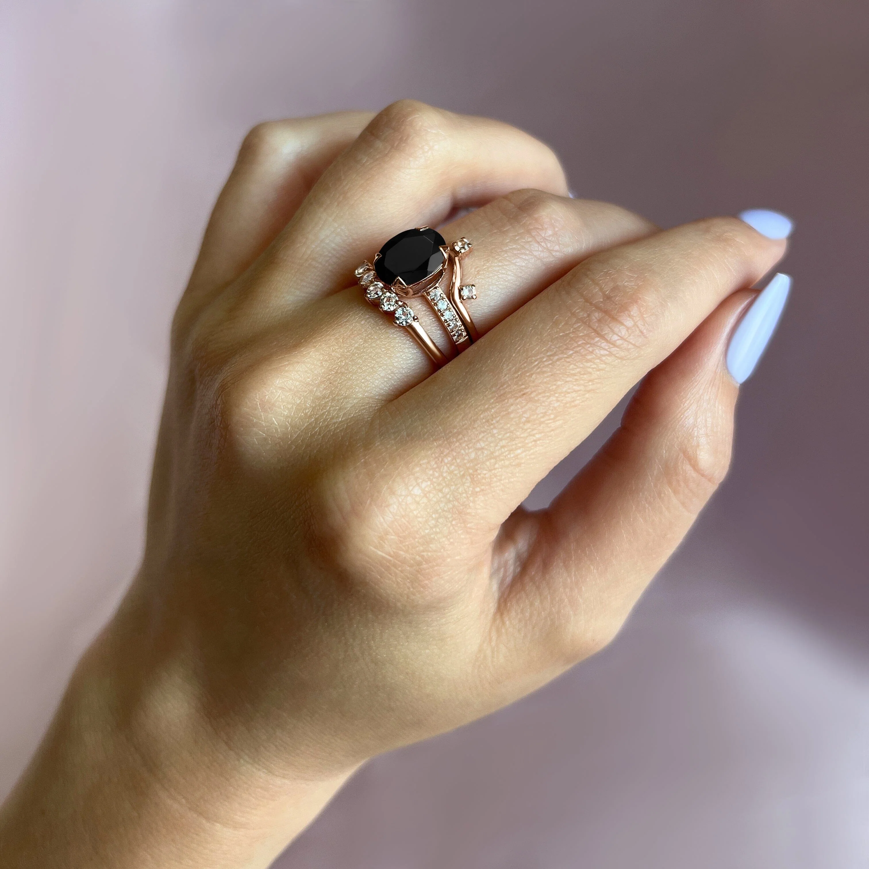Black Obsidian Harlow Ring & Wreath Band & Archer Band - Image 13