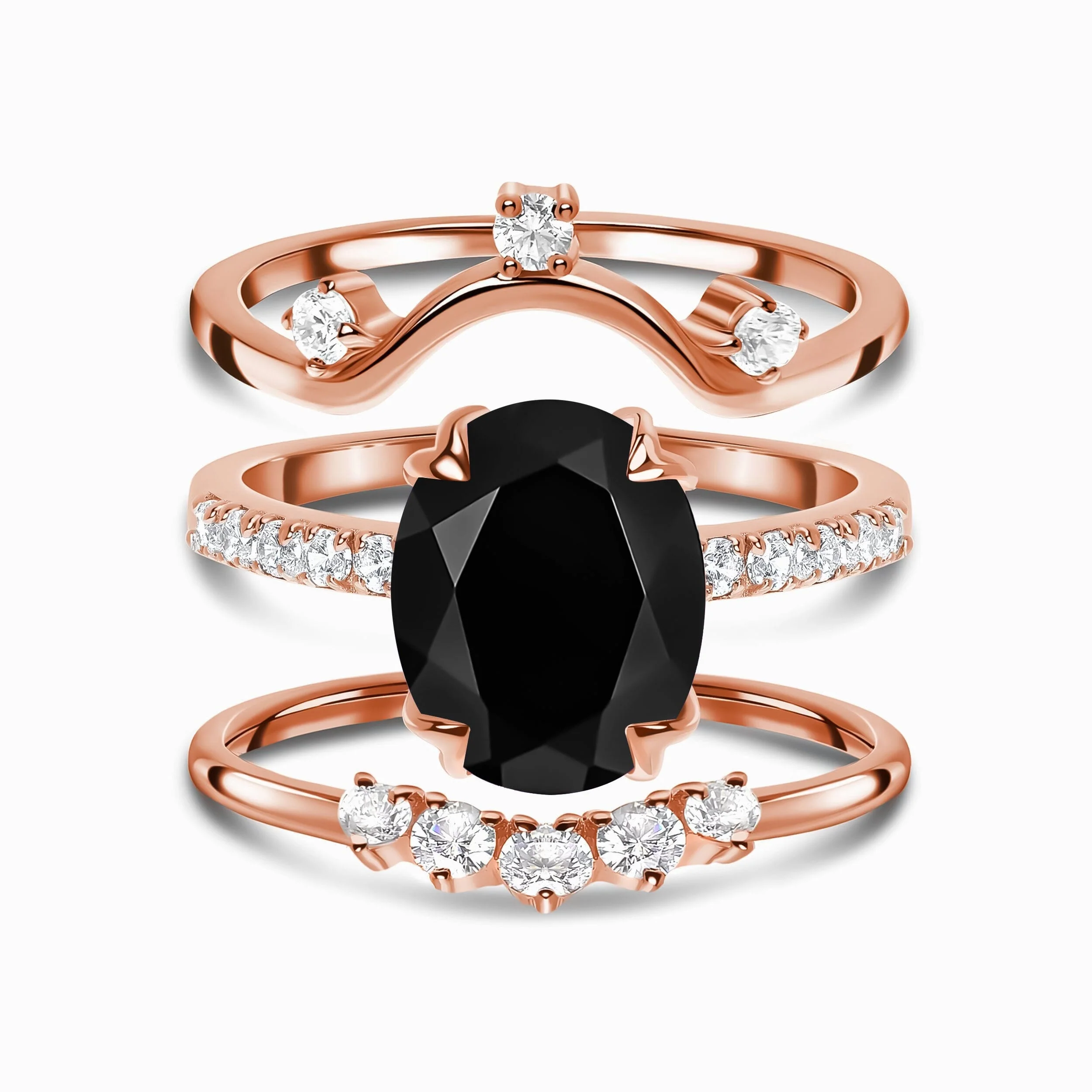 Black Obsidian Harlow Ring & Wreath Band & Archer Band - Image 3