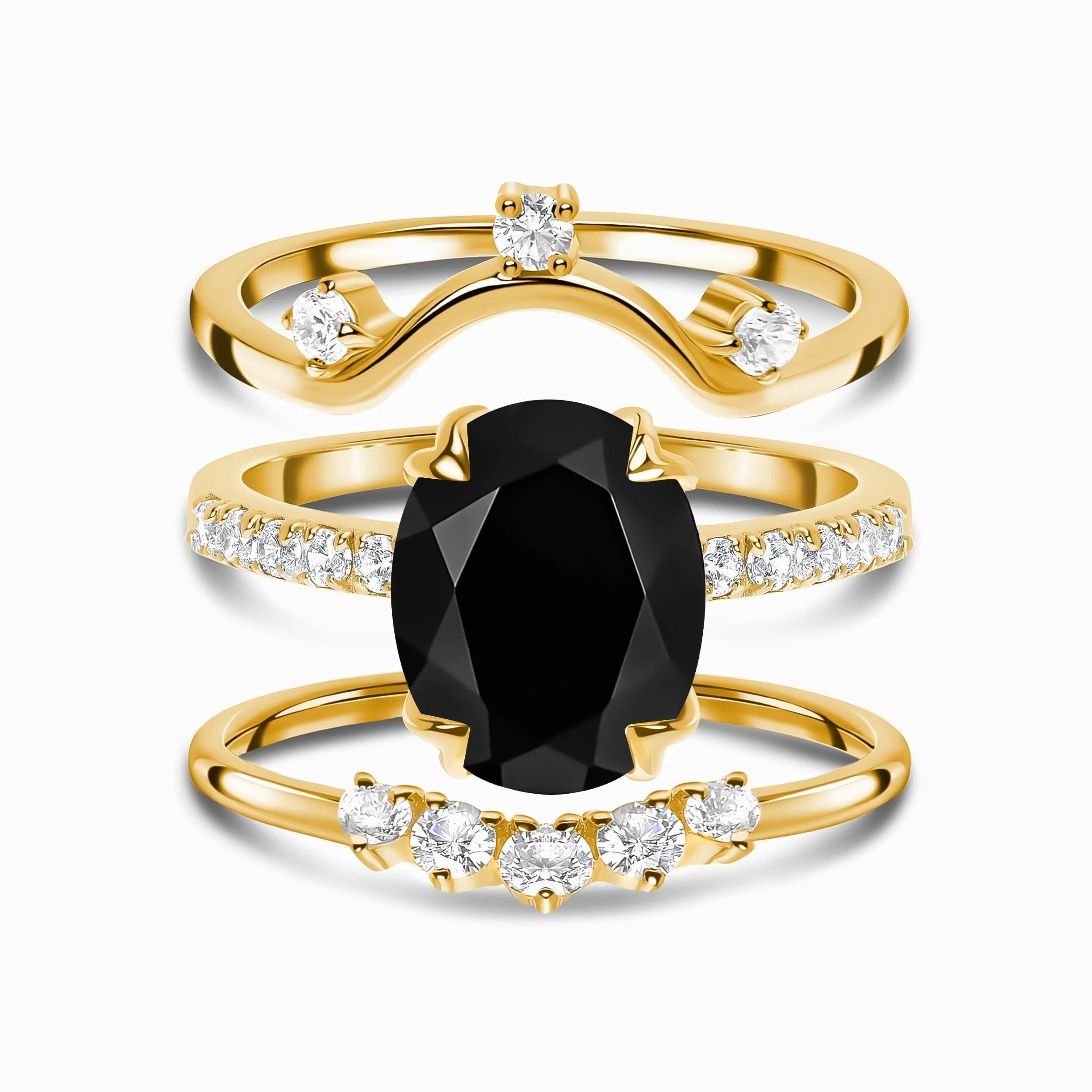 Black Obsidian Harlow Ring & Wreath Band & Archer Band - Image 5