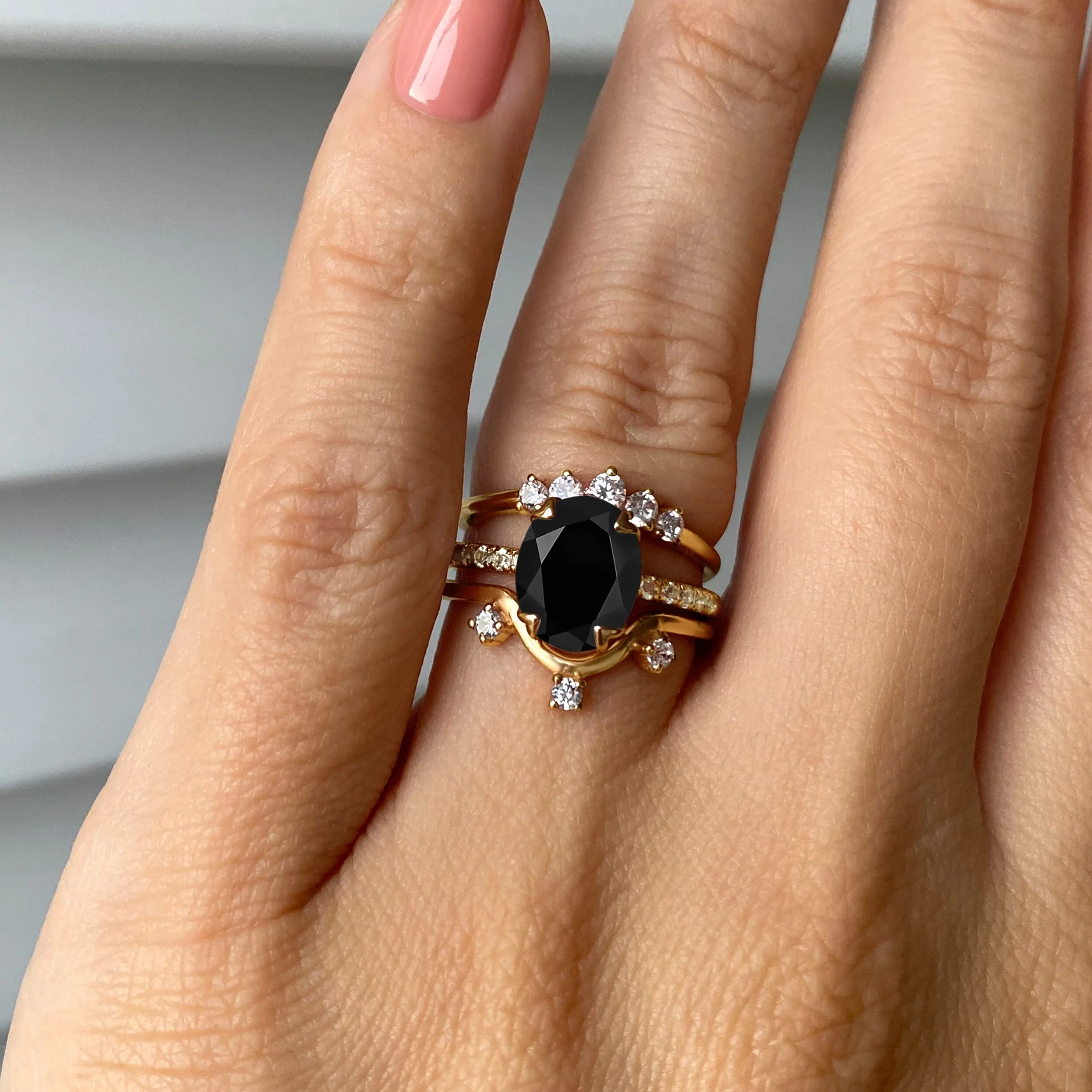 Black Obsidian Harlow Ring & Wreath Band & Archer Band - Image 6