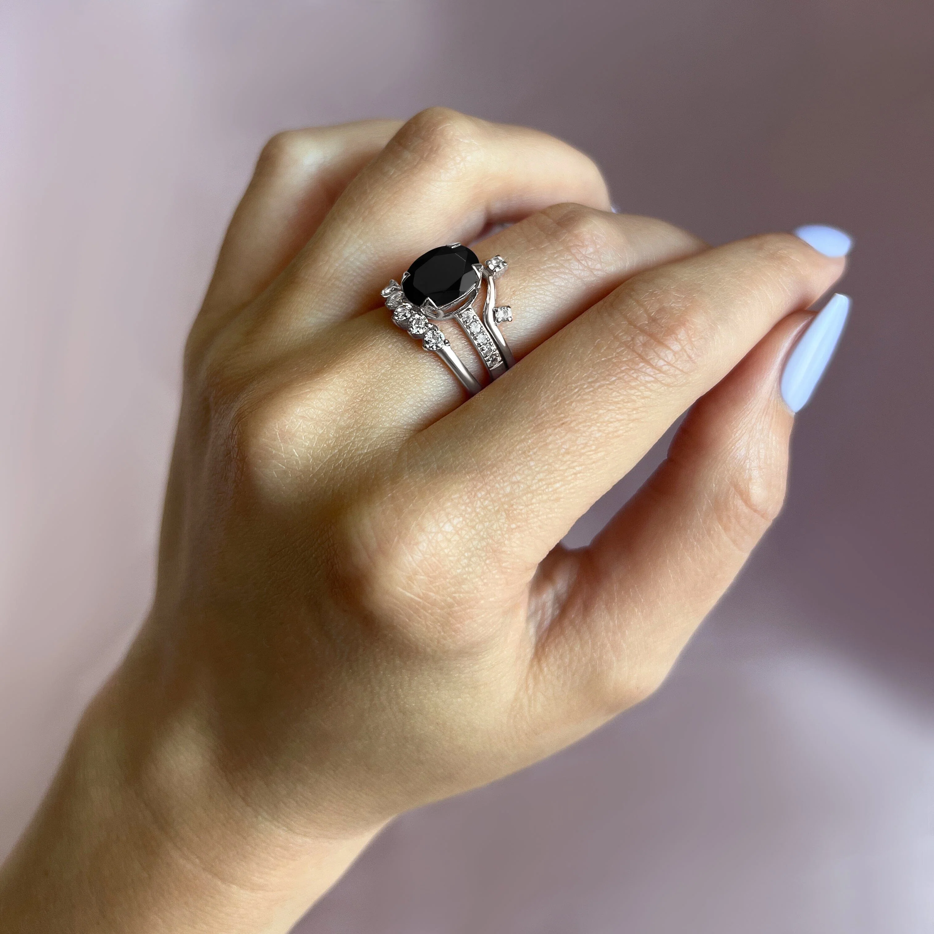 Black Obsidian Harlow Ring & Wreath Band & Archer Band - Image 8