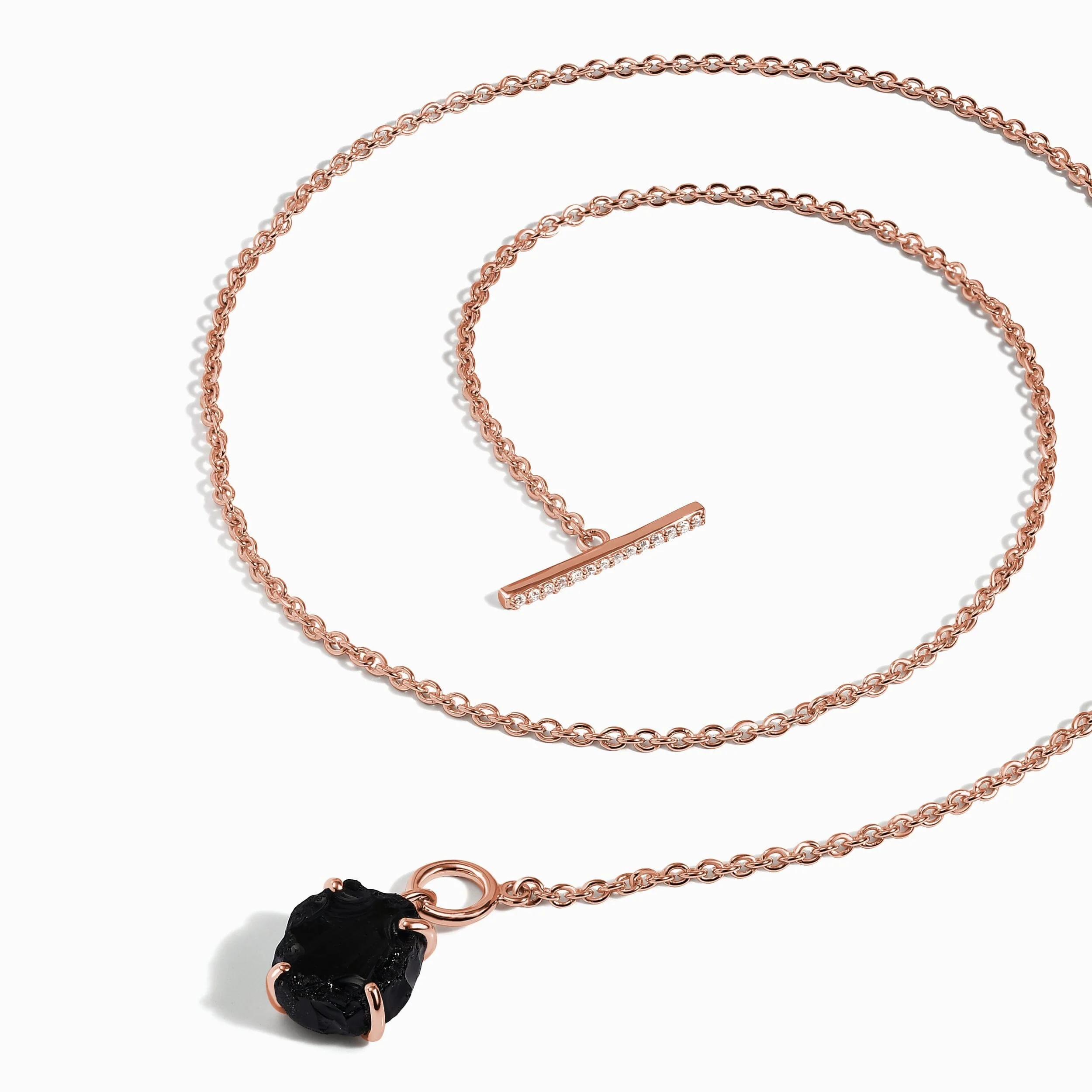 Raw Crystal Necklace - Black Obsidian T-Lock - Image 15