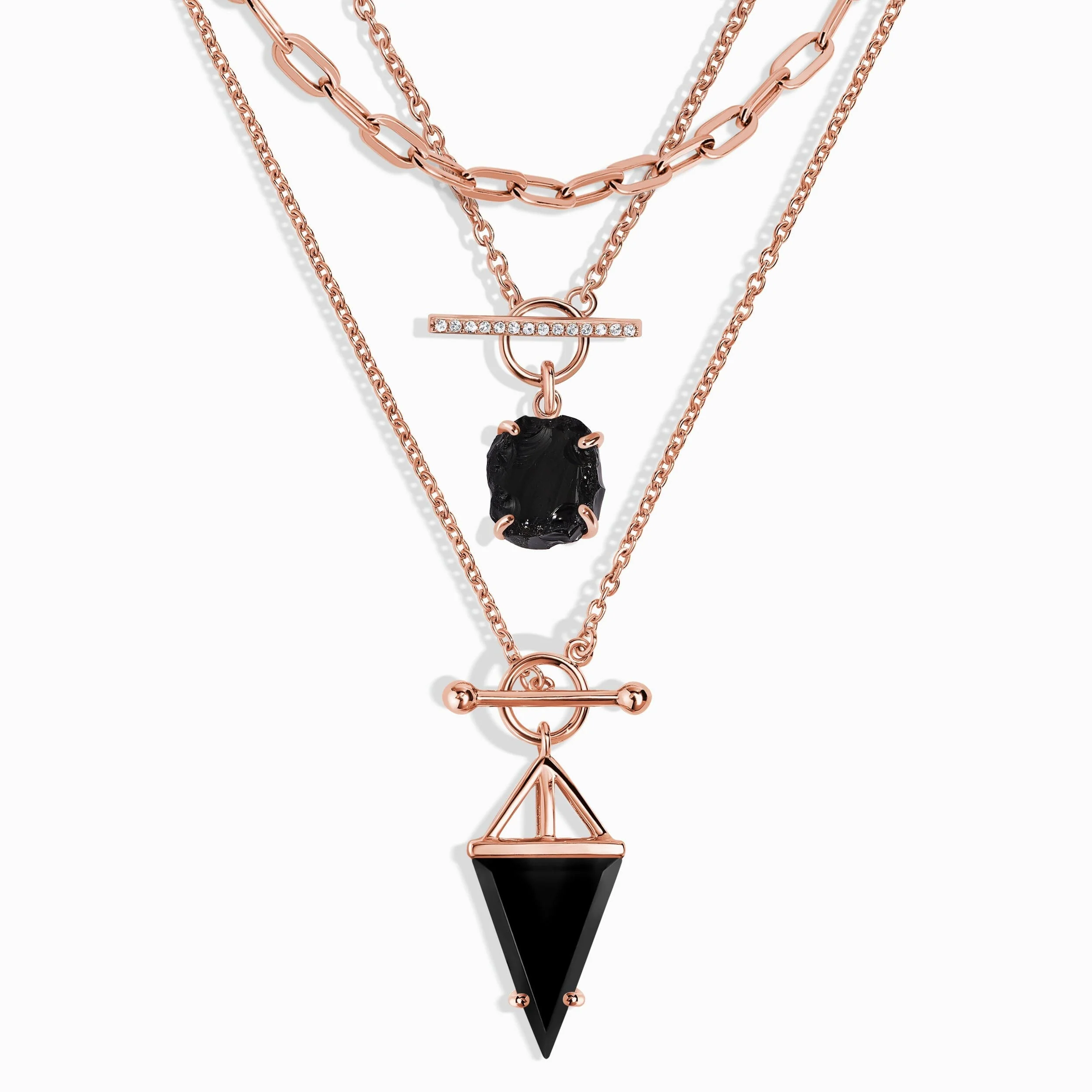 Black Obsidian Heroine T-Lock & Raw Crystal T-Lock Necklaces & Widelink Chain - Image 3