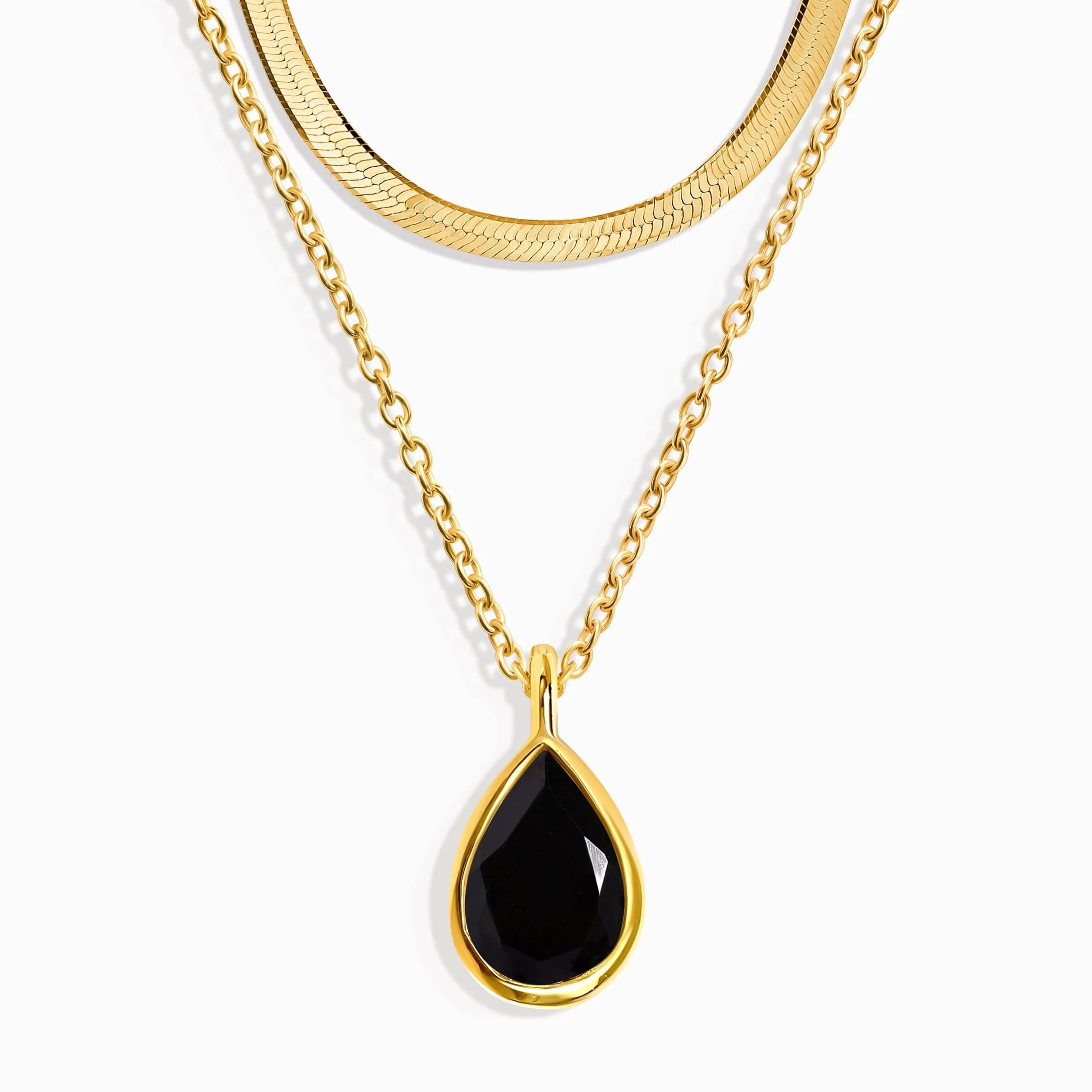 Black Obsidian Hidden Heart Necklace & Herringbone Chain - Image 5