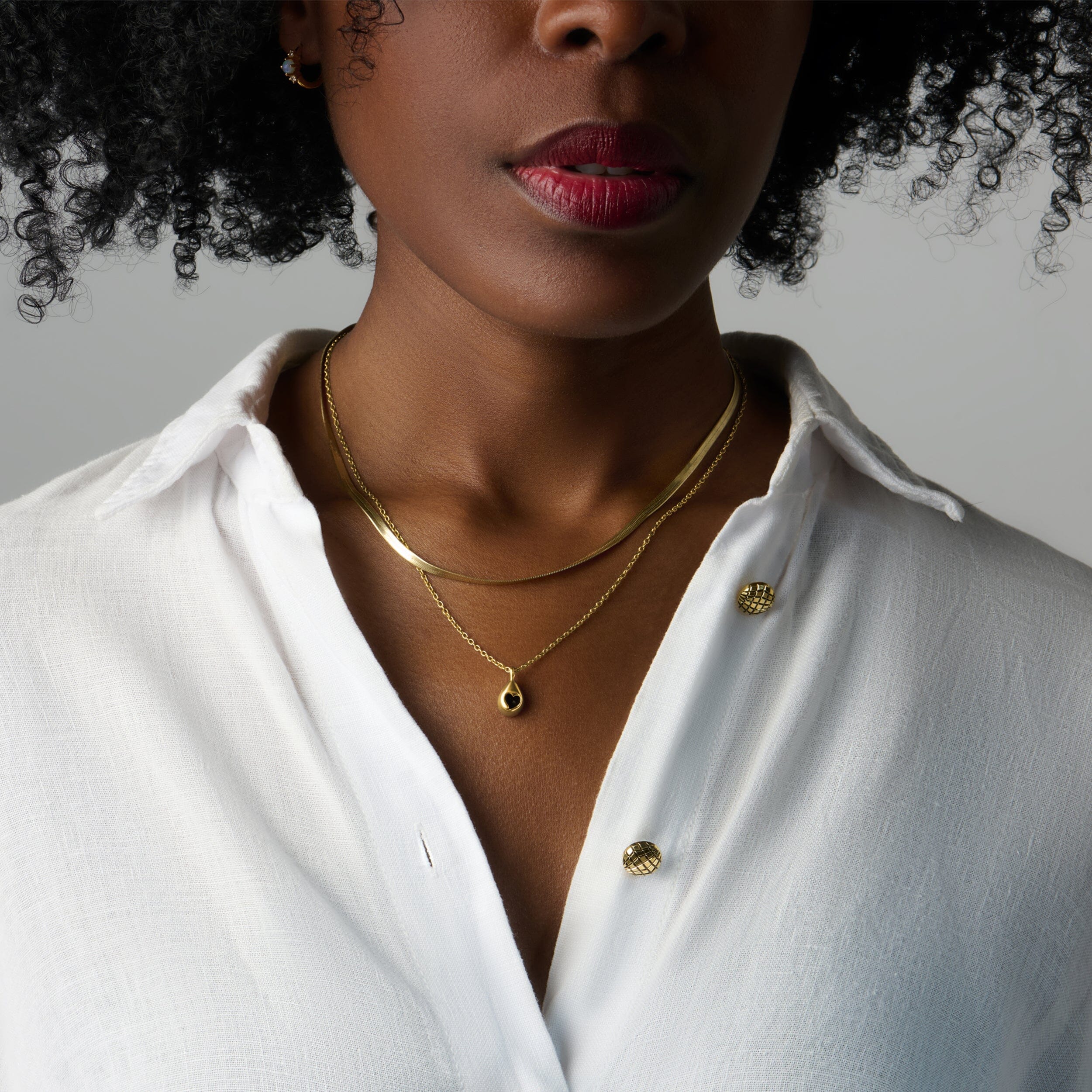 Black Obsidian Hidden Heart Necklace & Herringbone Chain - Image 6