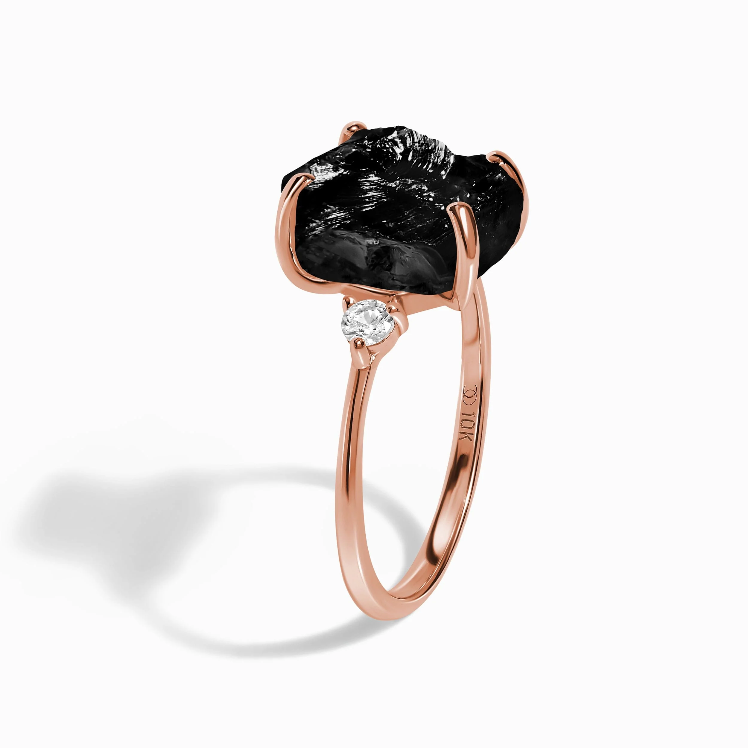 Black Obsidian Lab Diamond Ring - Raw Allure - Image 10